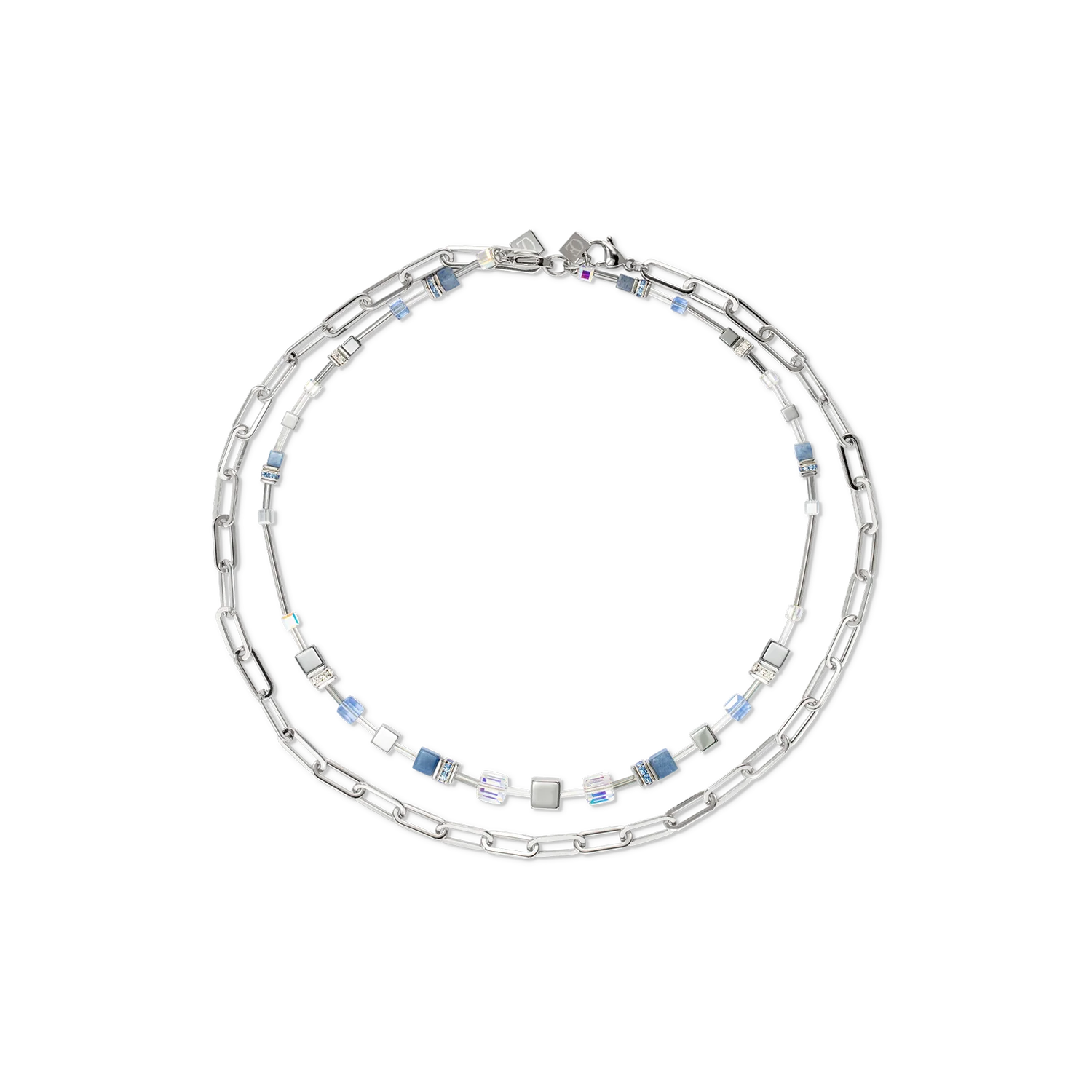 Collier GeoCUBE® Fusion Chain argent bleu