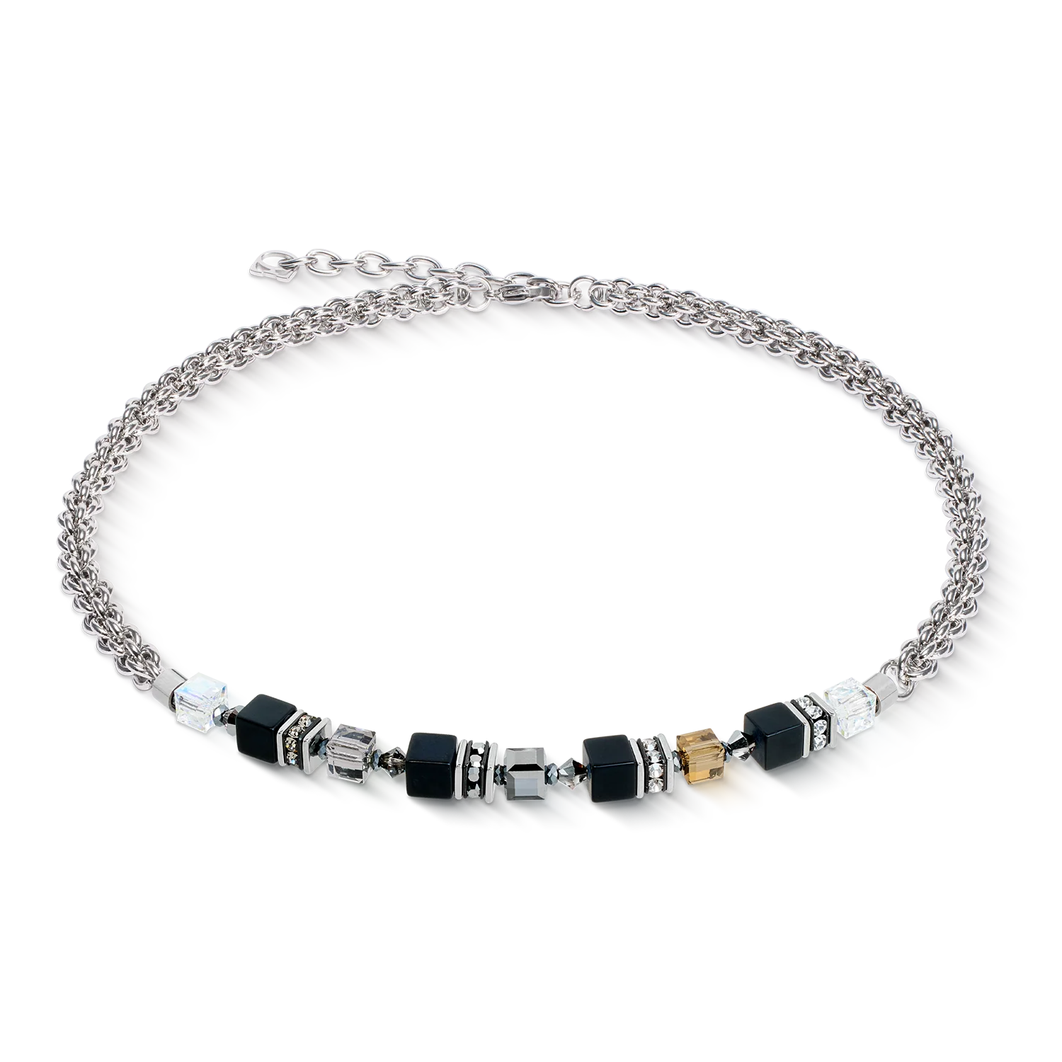 Collier GeoCUBE® Fusion hiver argent-noir