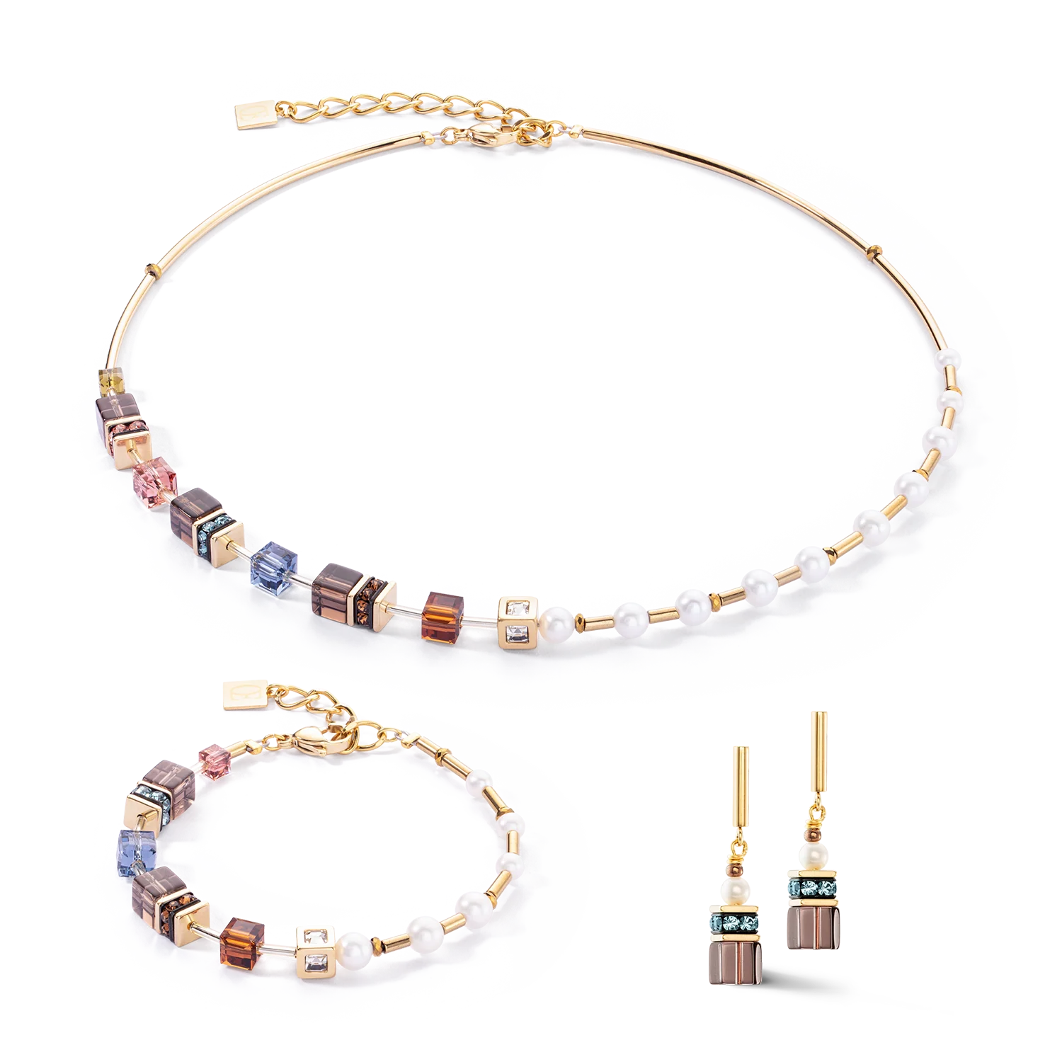 Collier GeoCUBE® Fusion Precious Pearl Mix or-automne - Image 3