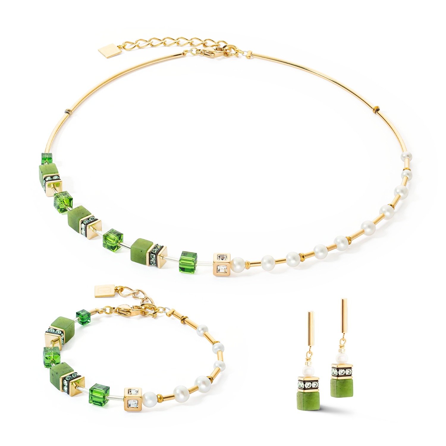 Collier GeoCUBE® Fusion Precious Pearl Mix or-vert - Image 3