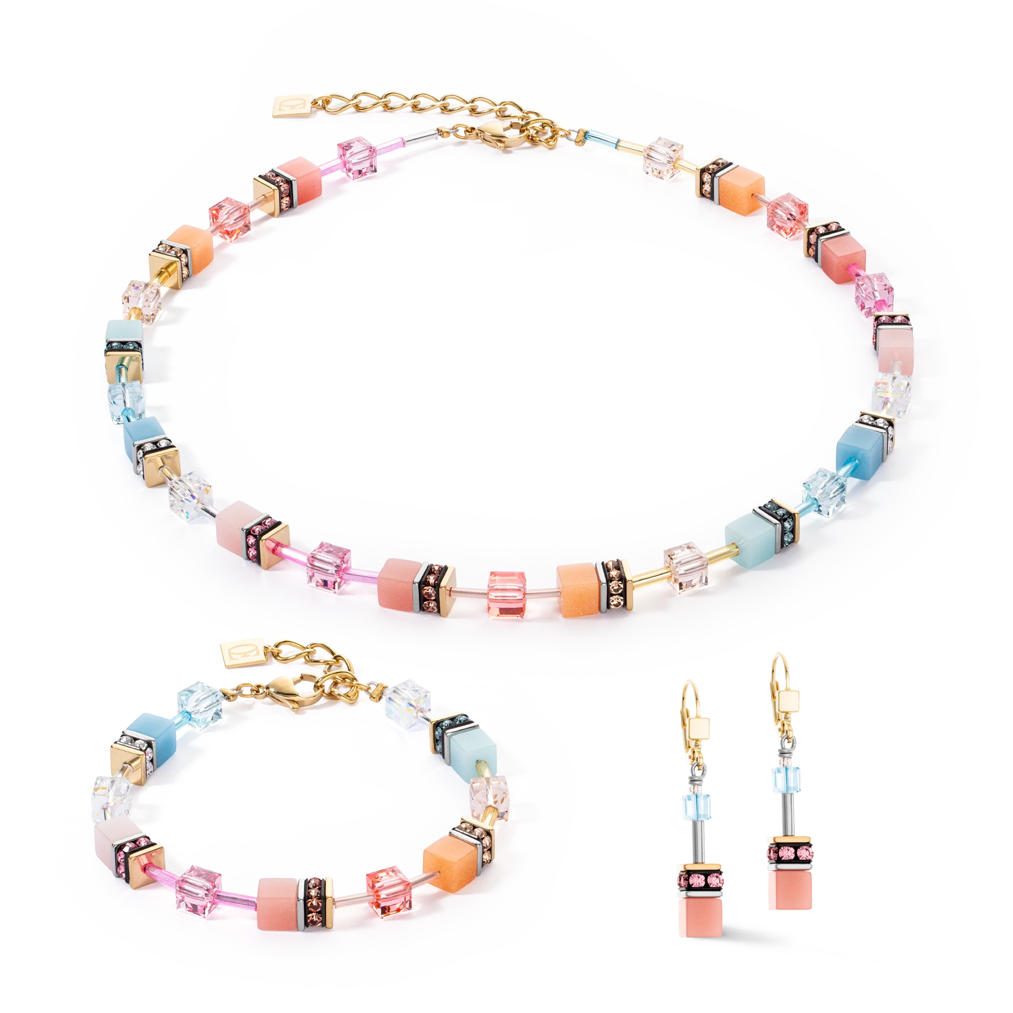 Collier GeoCUBE® Iconic aqua-apricot - Image 3