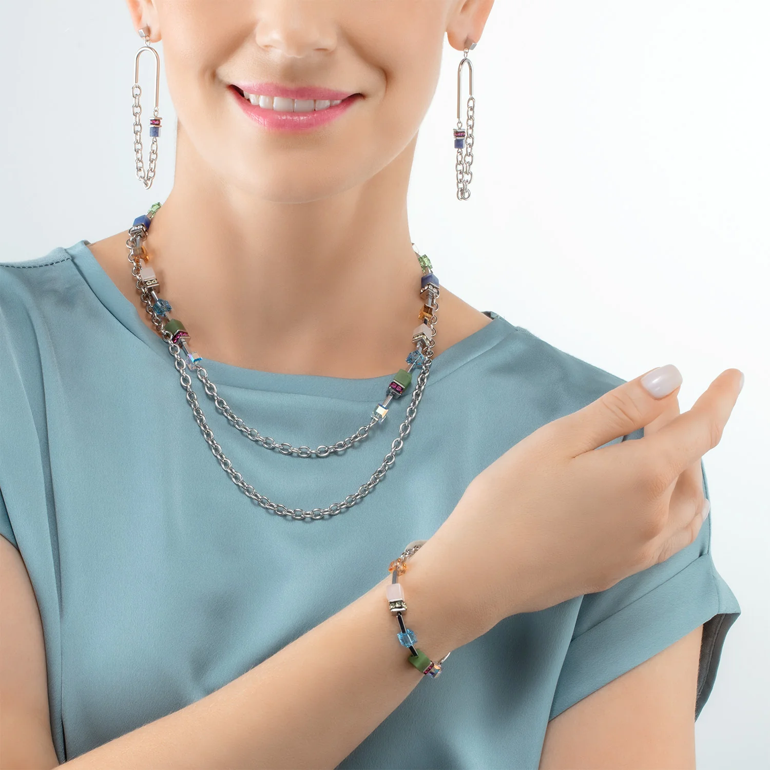 Collier GeoCUBE® Iconic Boho argent-multicolore - Image 5