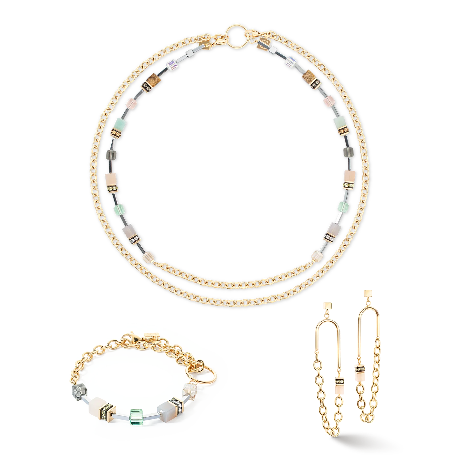 Collier GeoCUBE® Iconic Boho or-multicolore - Image 3