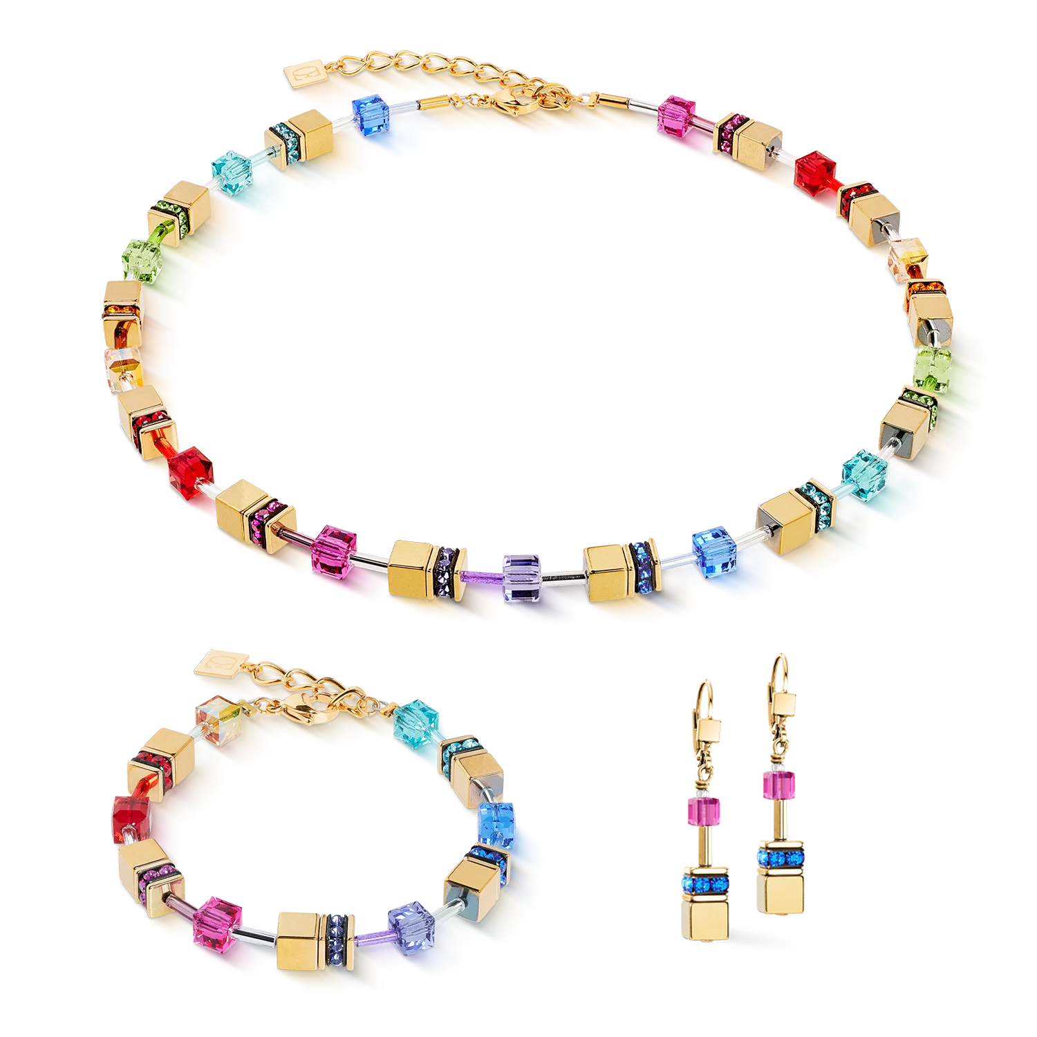Collier GeoCUBE® Iconic Metallic Rainbow or - Image 3
