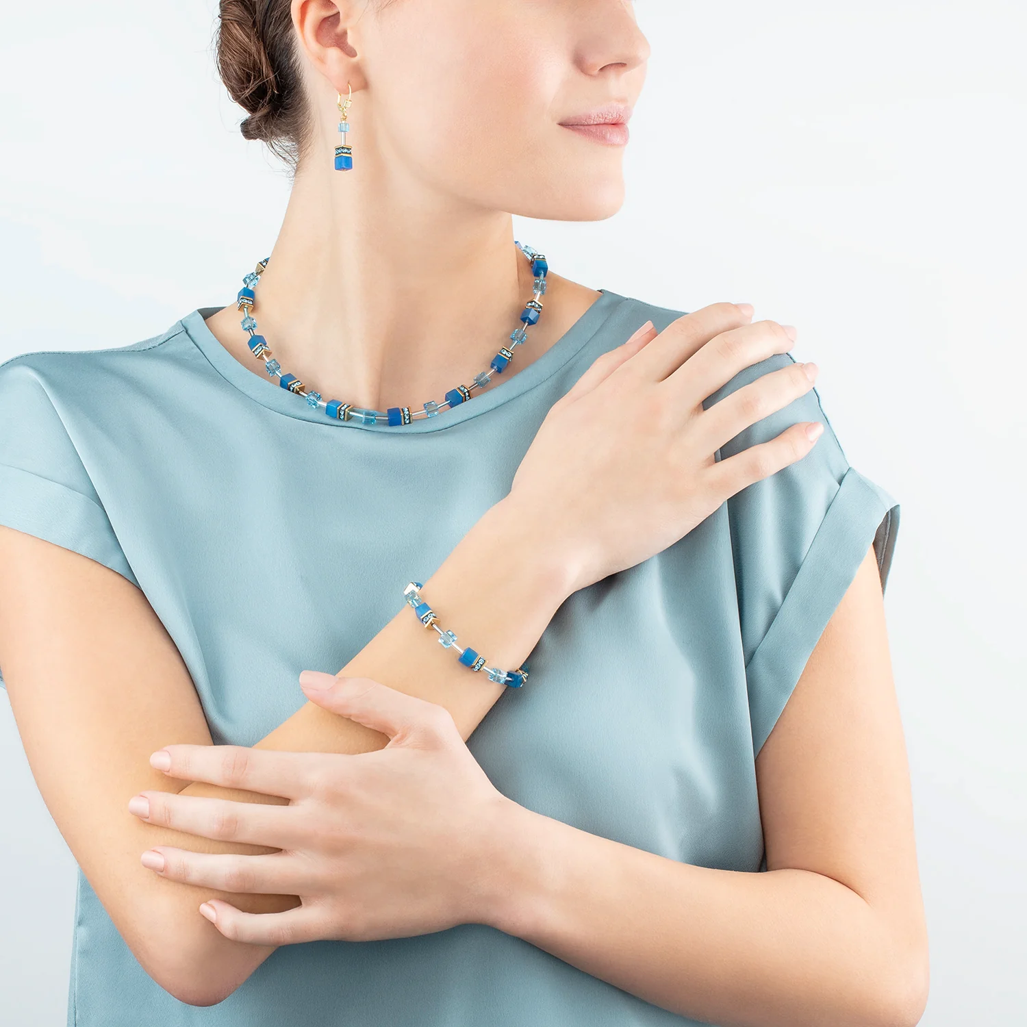Collier GeoCUBE® Iconic Mono Or turquoise - Image 4