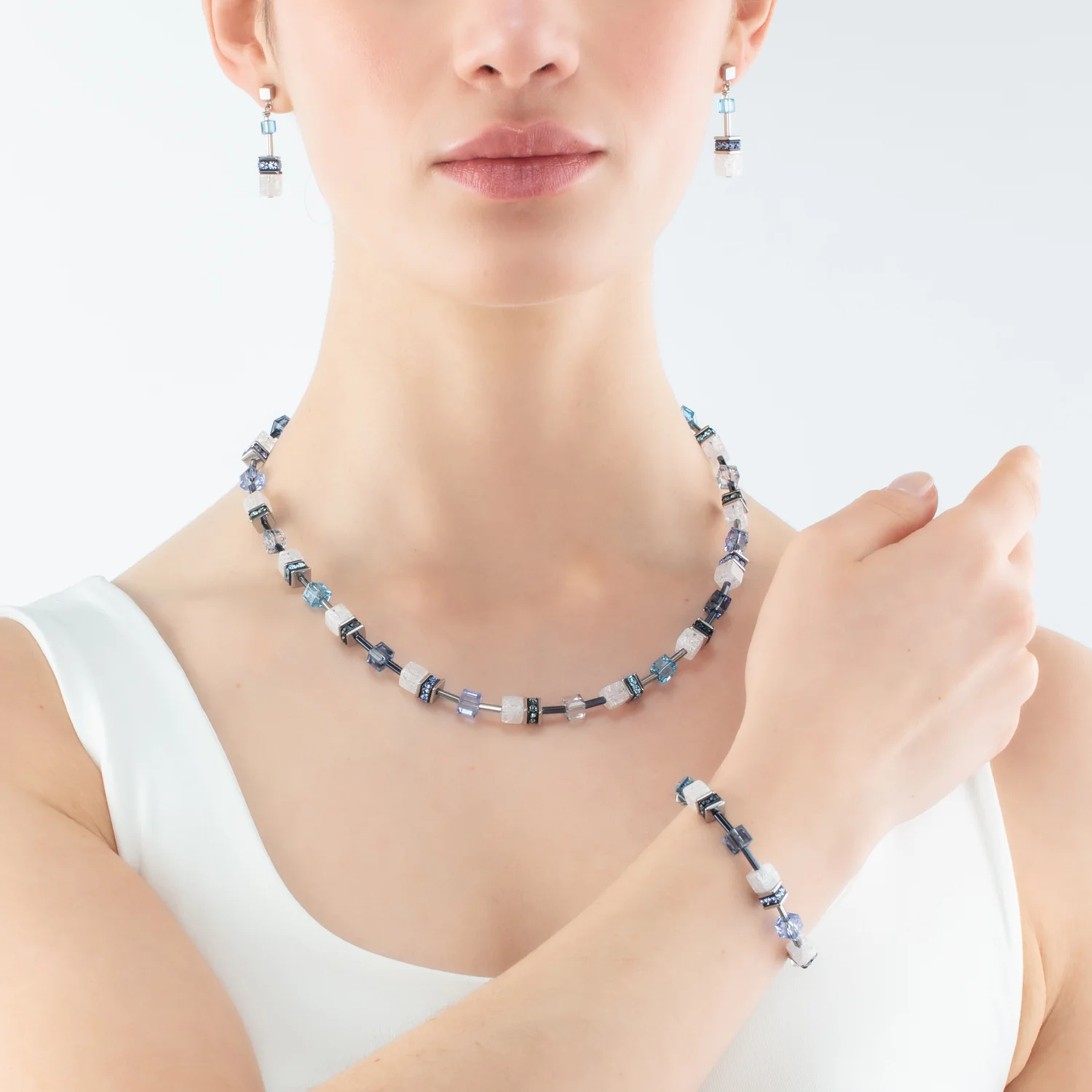 Collier GeoCUBE® Iconic Nature bleu blanc - Image 4