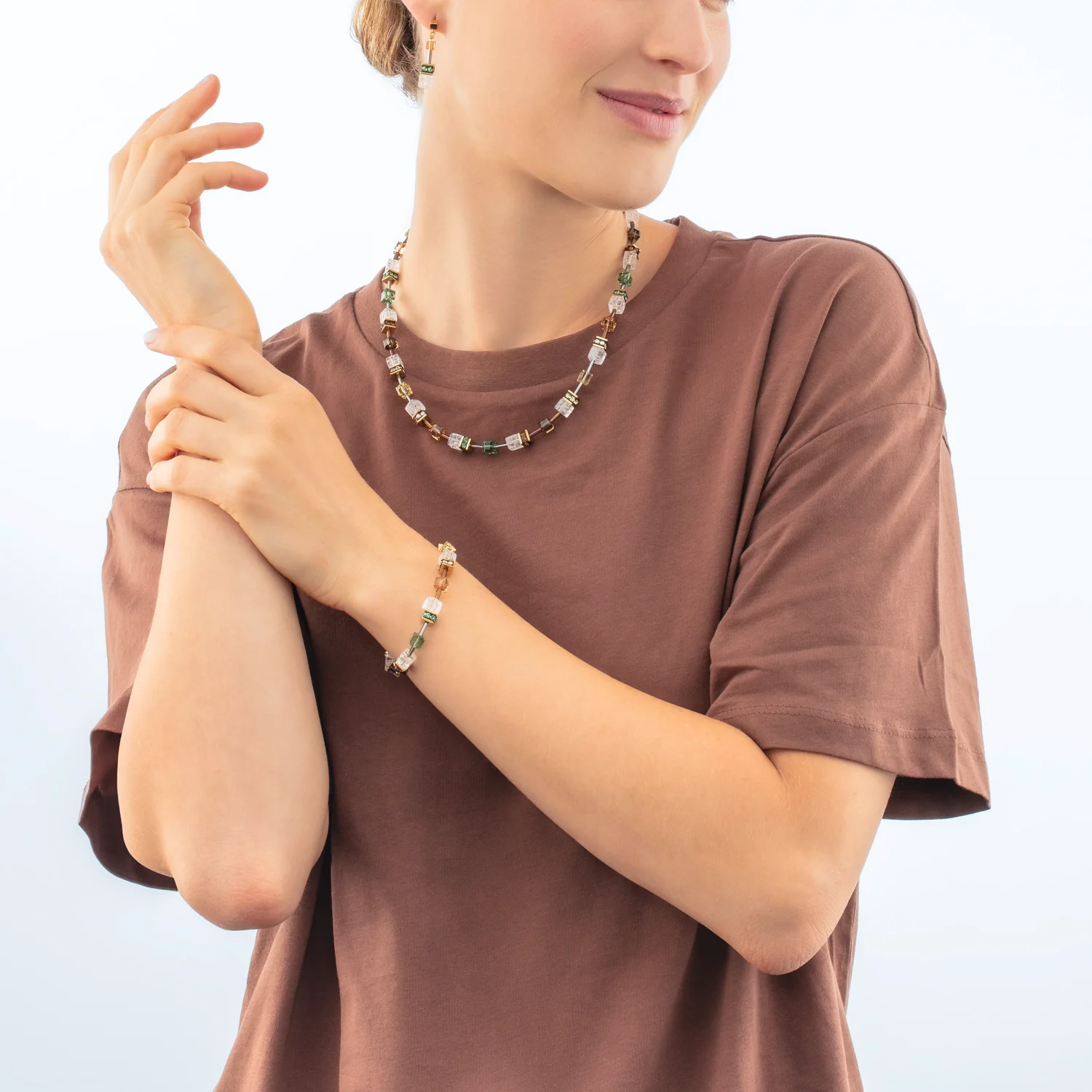 Collier GeoCUBE® Iconic Nature brun-blanc - Image 4