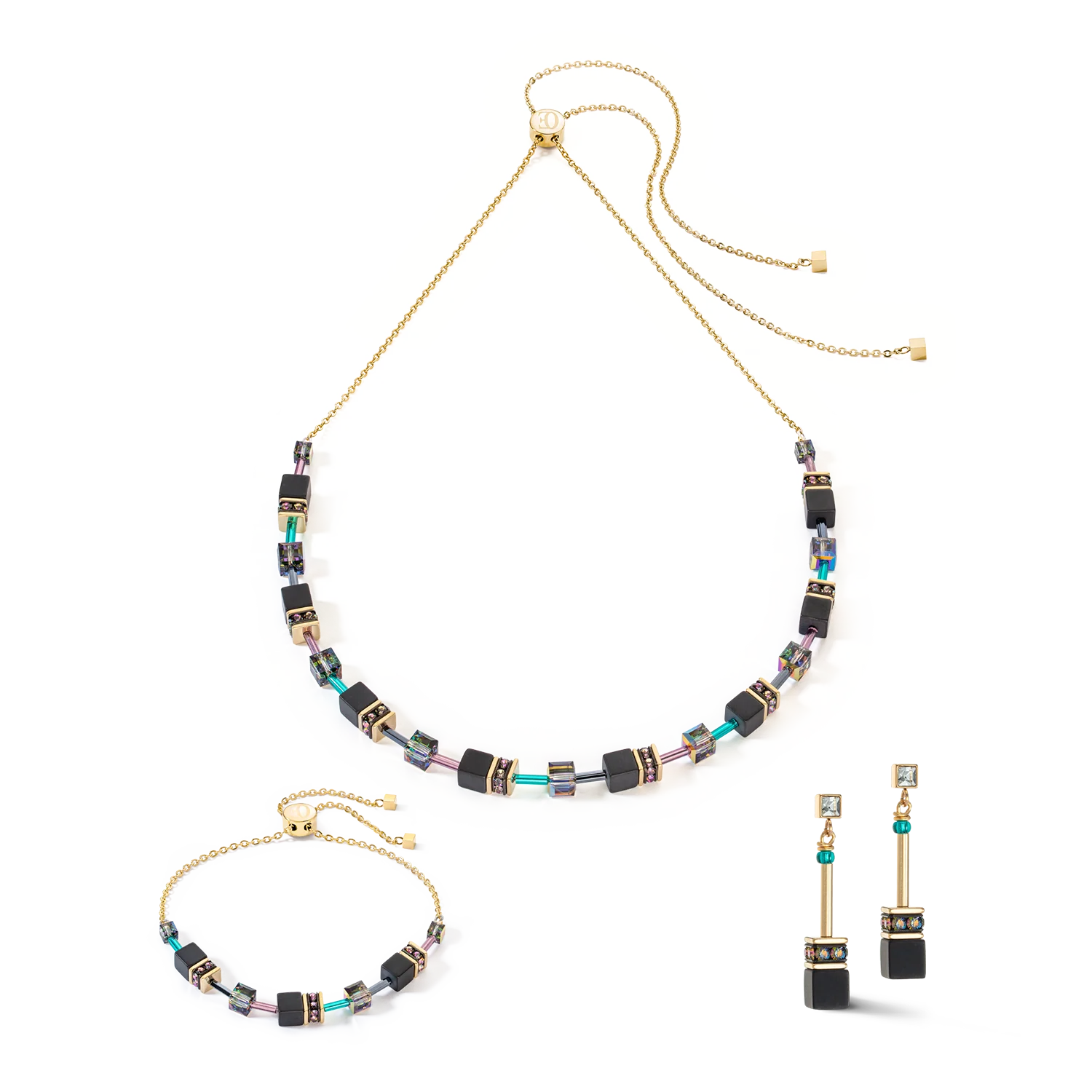 Collier GeoCUBE® Iconic Nature Chain noir multicolore - Image 3