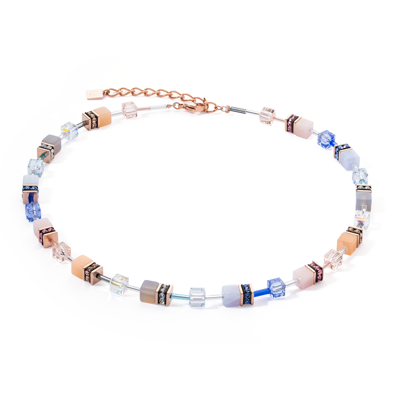 Collier GeoCUBE® Iconic Precious bleu clair-beige