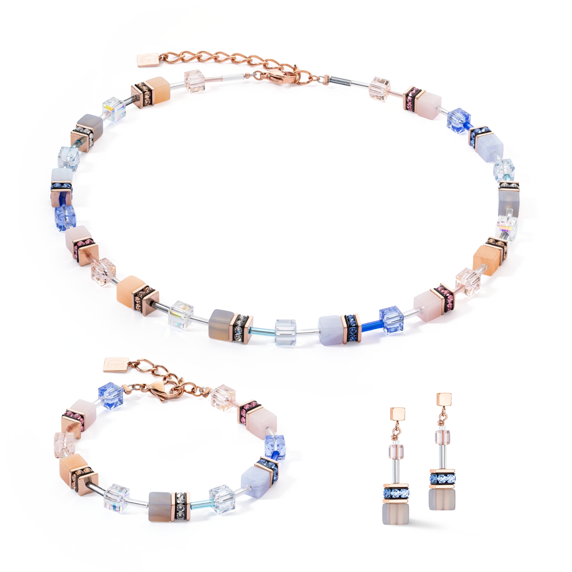 Collier GeoCUBE® Iconic Precious bleu clair-beige - Image 3