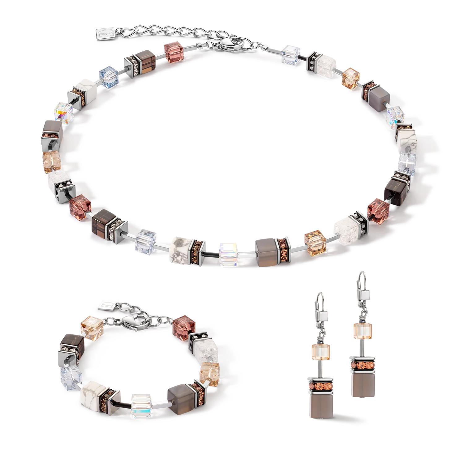 Collier GeoCUBE® Iconic Statement Precious cognac-beige - Image 3