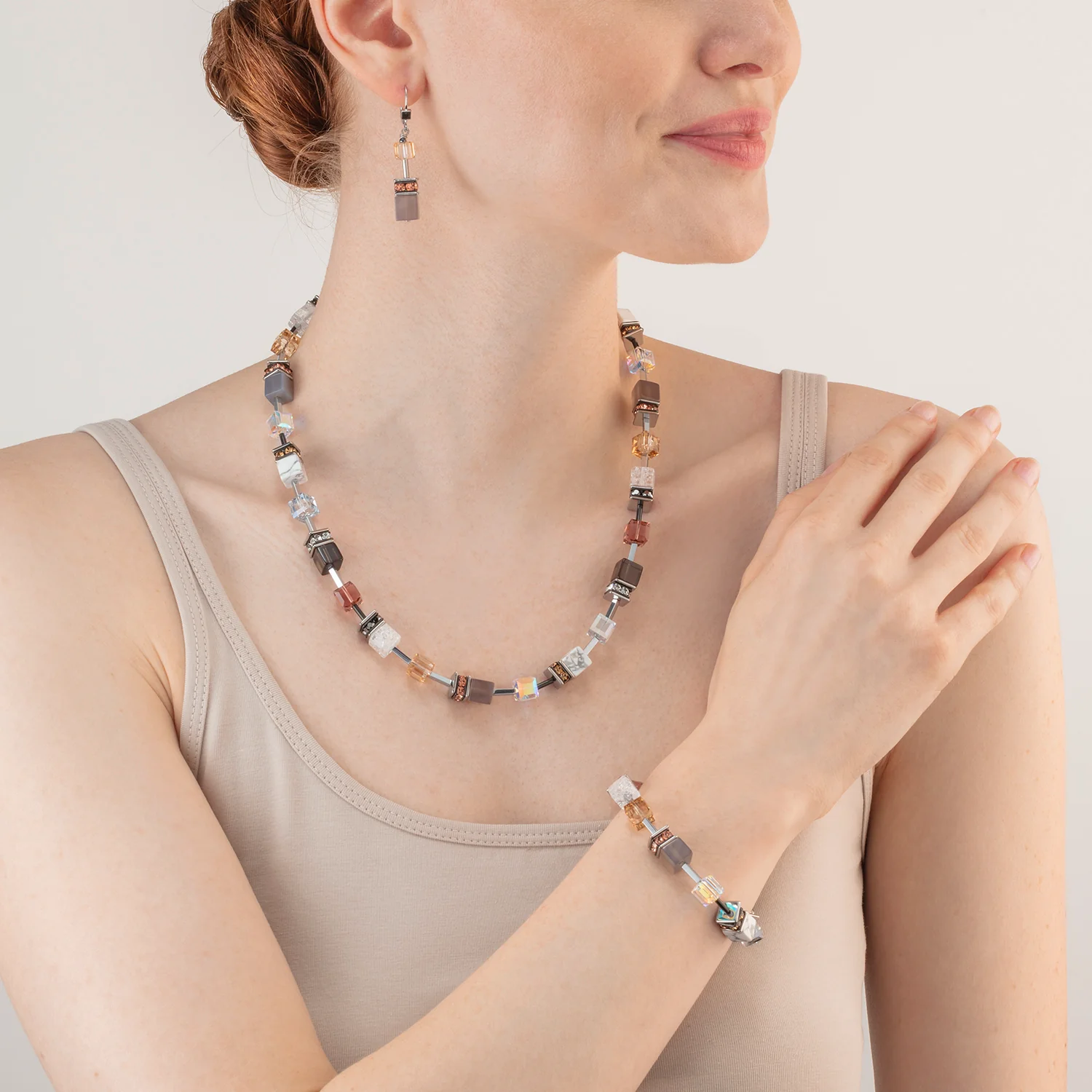 Collier GeoCUBE® Iconic Statement Precious cognac-beige - Image 4