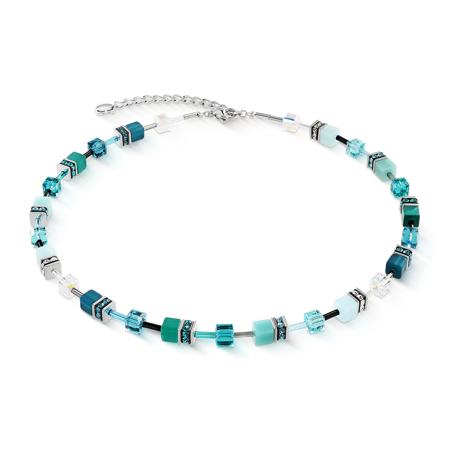 Collier GeoCUBE® Iconic Teal argent