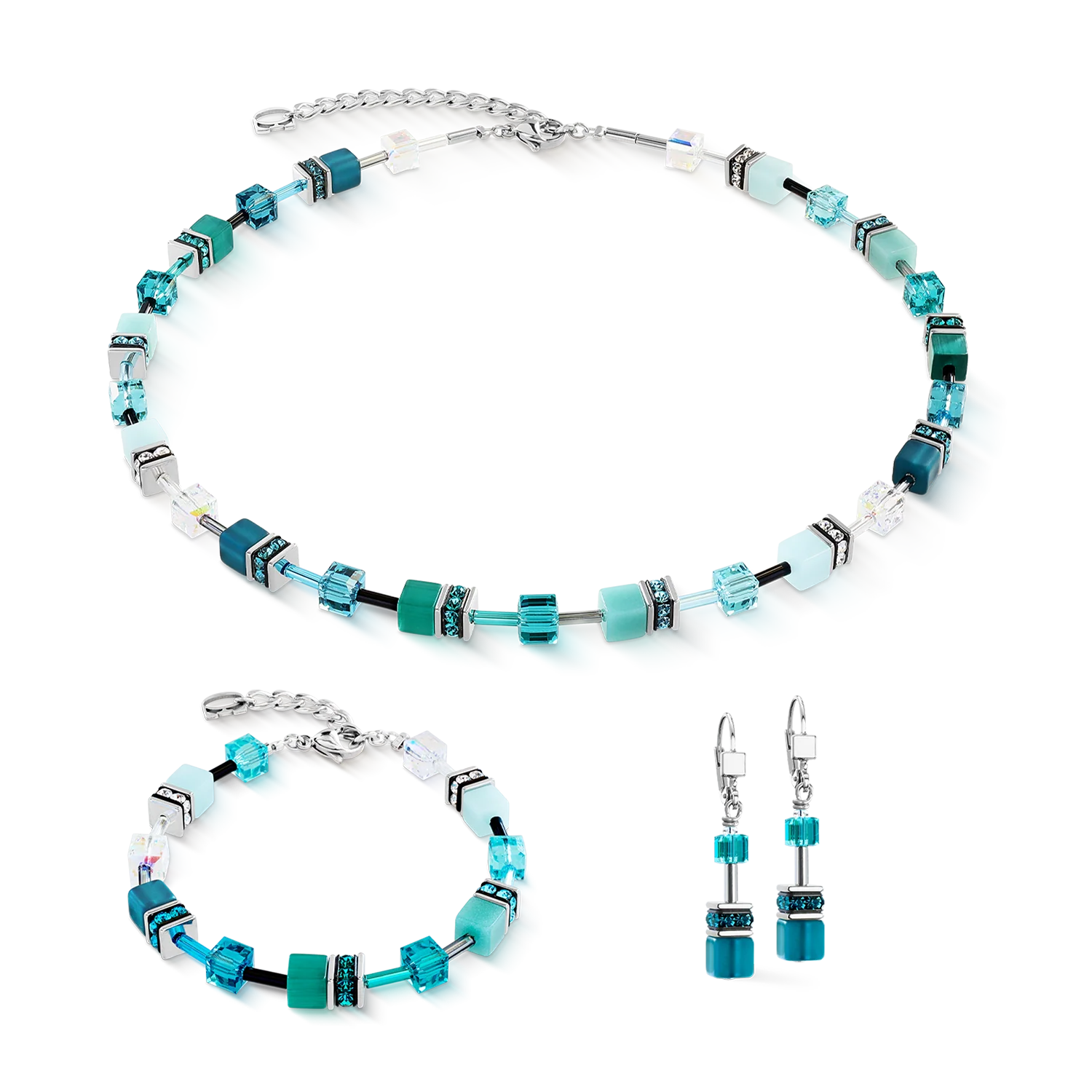 Collier GeoCUBE® Iconic Teal argent - Image 3