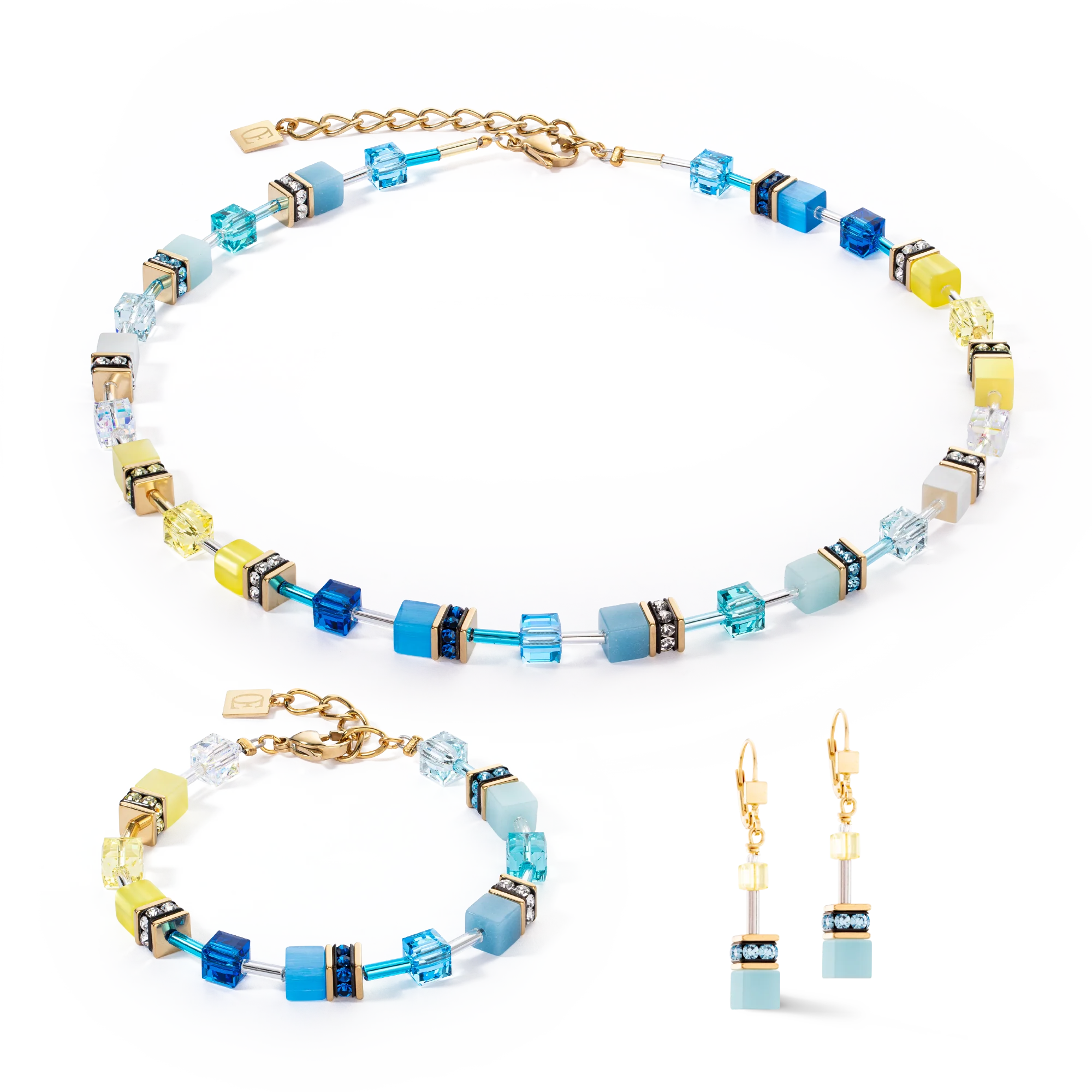 Collier GeoCUBE® Iconic turquoise-jaune - Image 3
