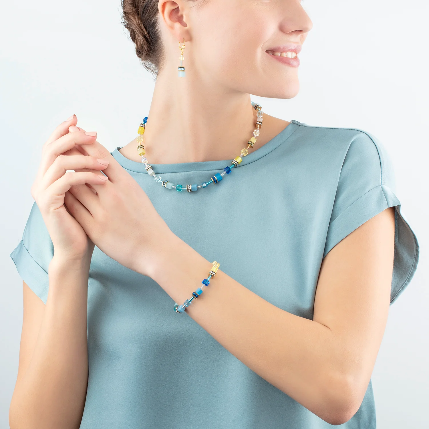 Collier GeoCUBE® Iconic turquoise-jaune - Image 4