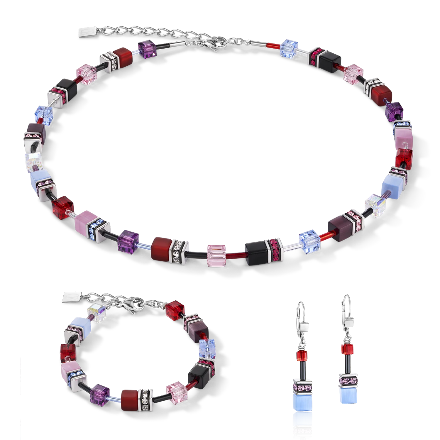 Collier GeoCUBE® mauve-rouge-blue - Image 3
