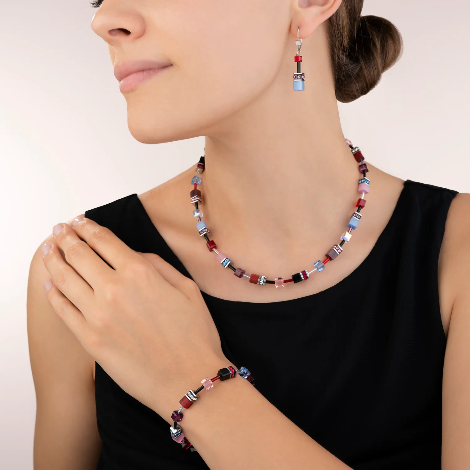 Collier GeoCUBE® mauve-rouge-blue - Image 4