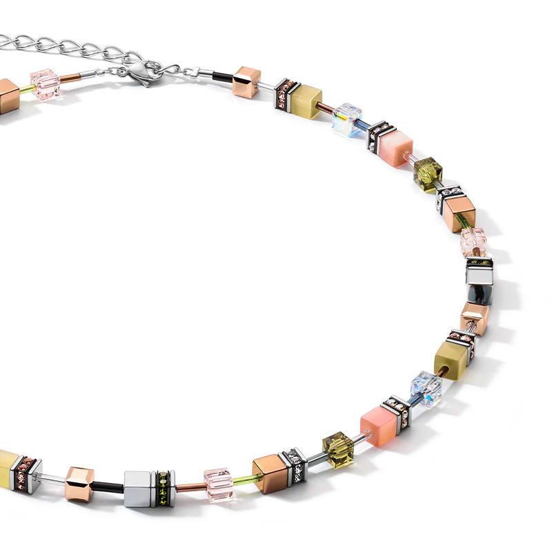 Collier GeoCUBE® medium olive-pêche - Image 2