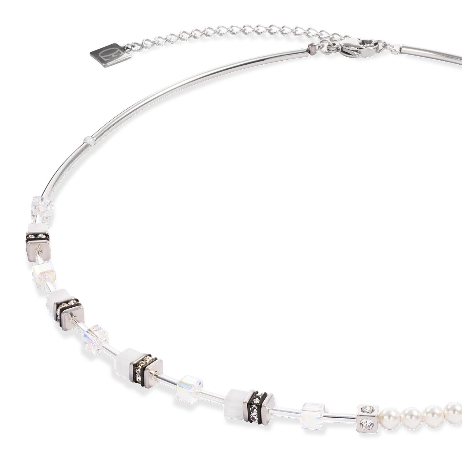 Collier GeoCUBE® Mini Fusion Pearls argent-blanc - Image 2