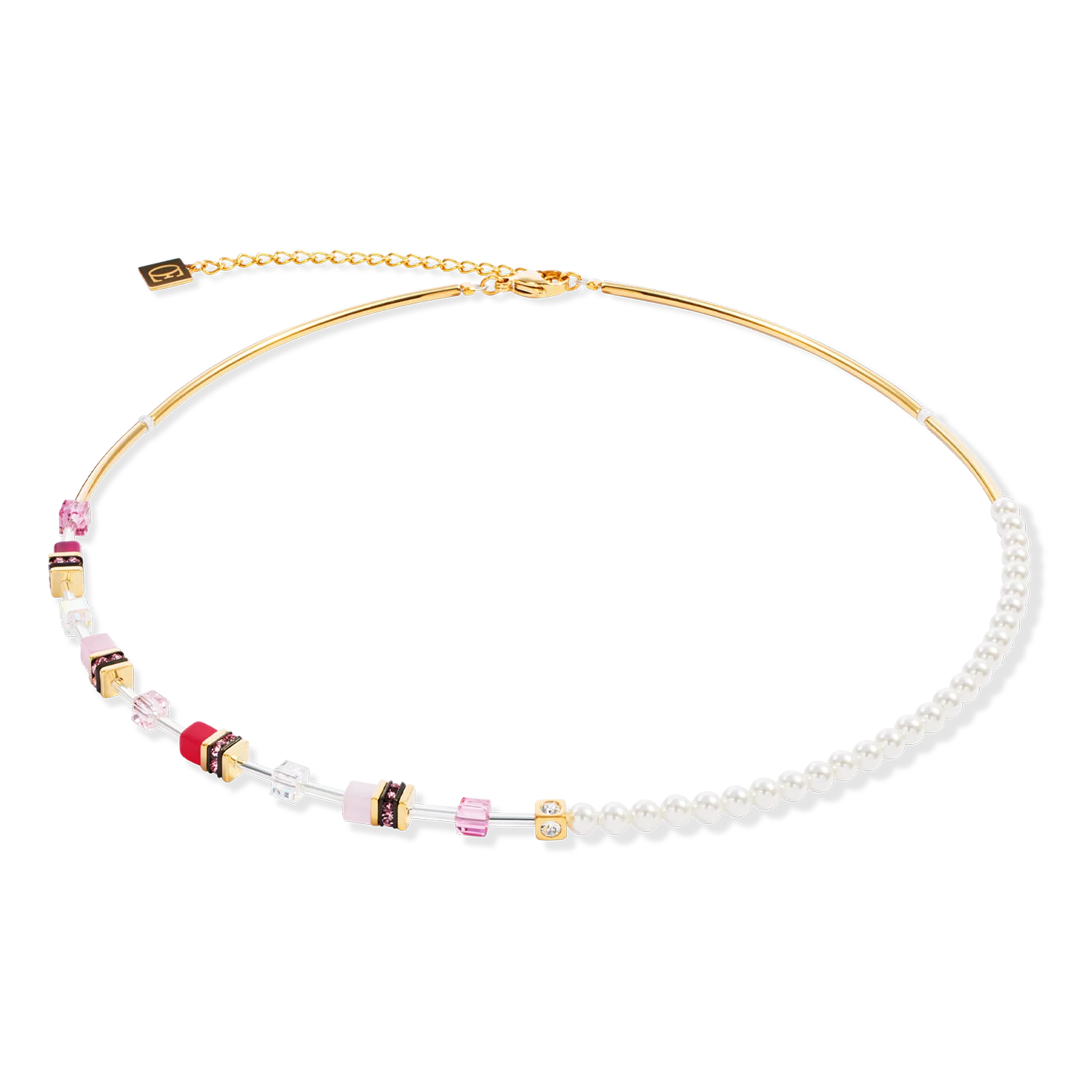 Collier GeoCUBE® Mini Fusion Pearls or-rose