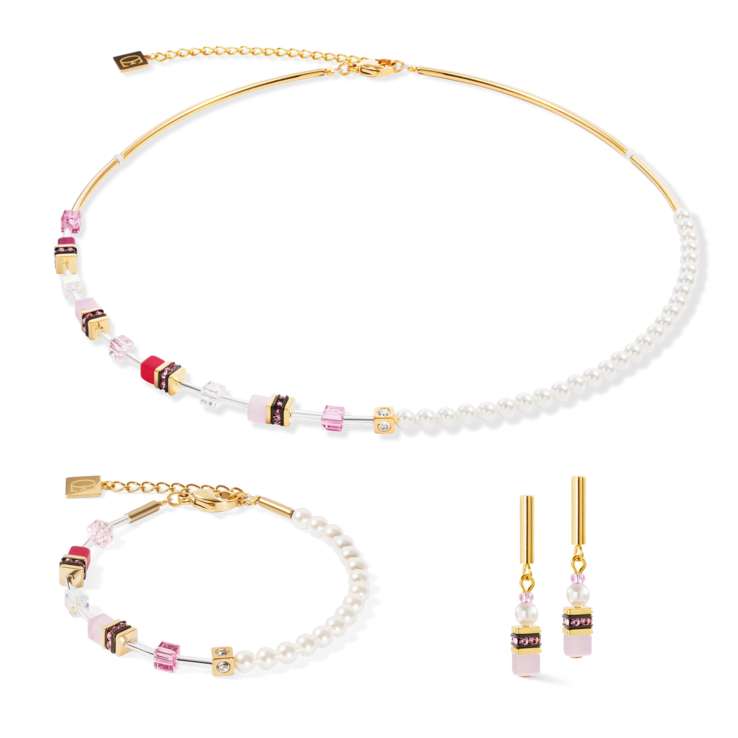 Collier GeoCUBE® Mini Fusion Pearls or-rose - Image 3