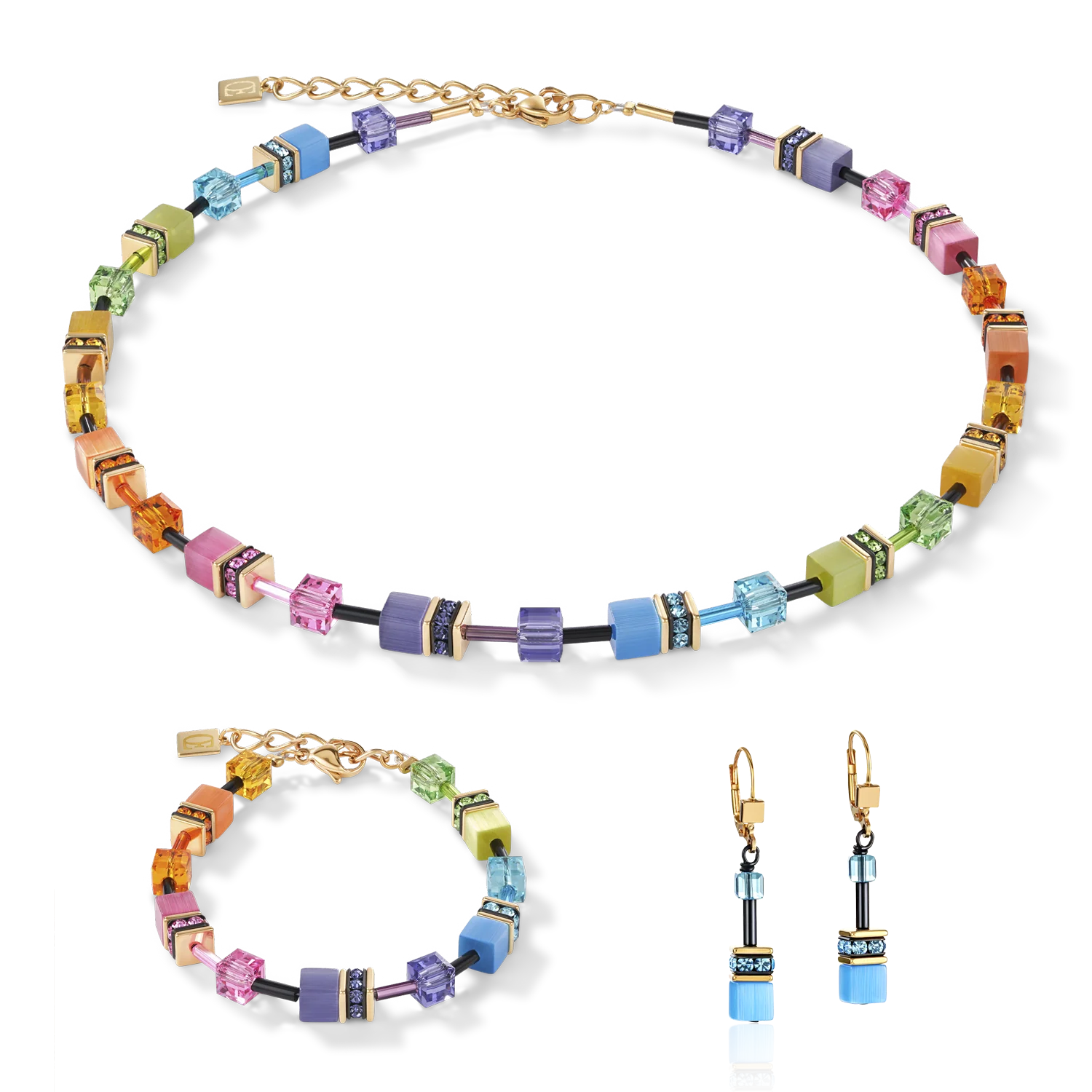 Collier GeoCUBE® multicolore rainbow gold - Image 3