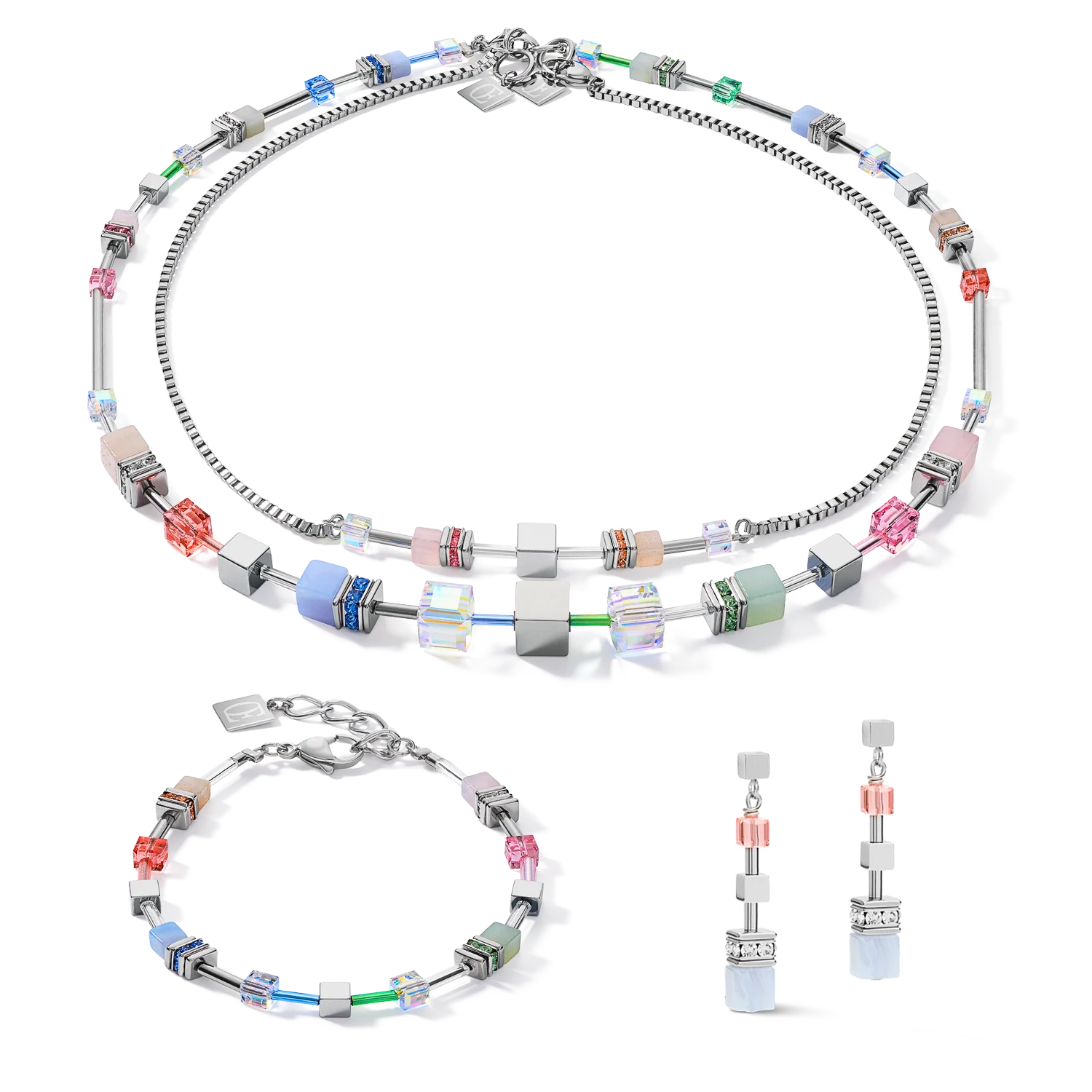 Collier GeoCUBE® Multitask 4-in1 summer multi pastel argent - Image 3