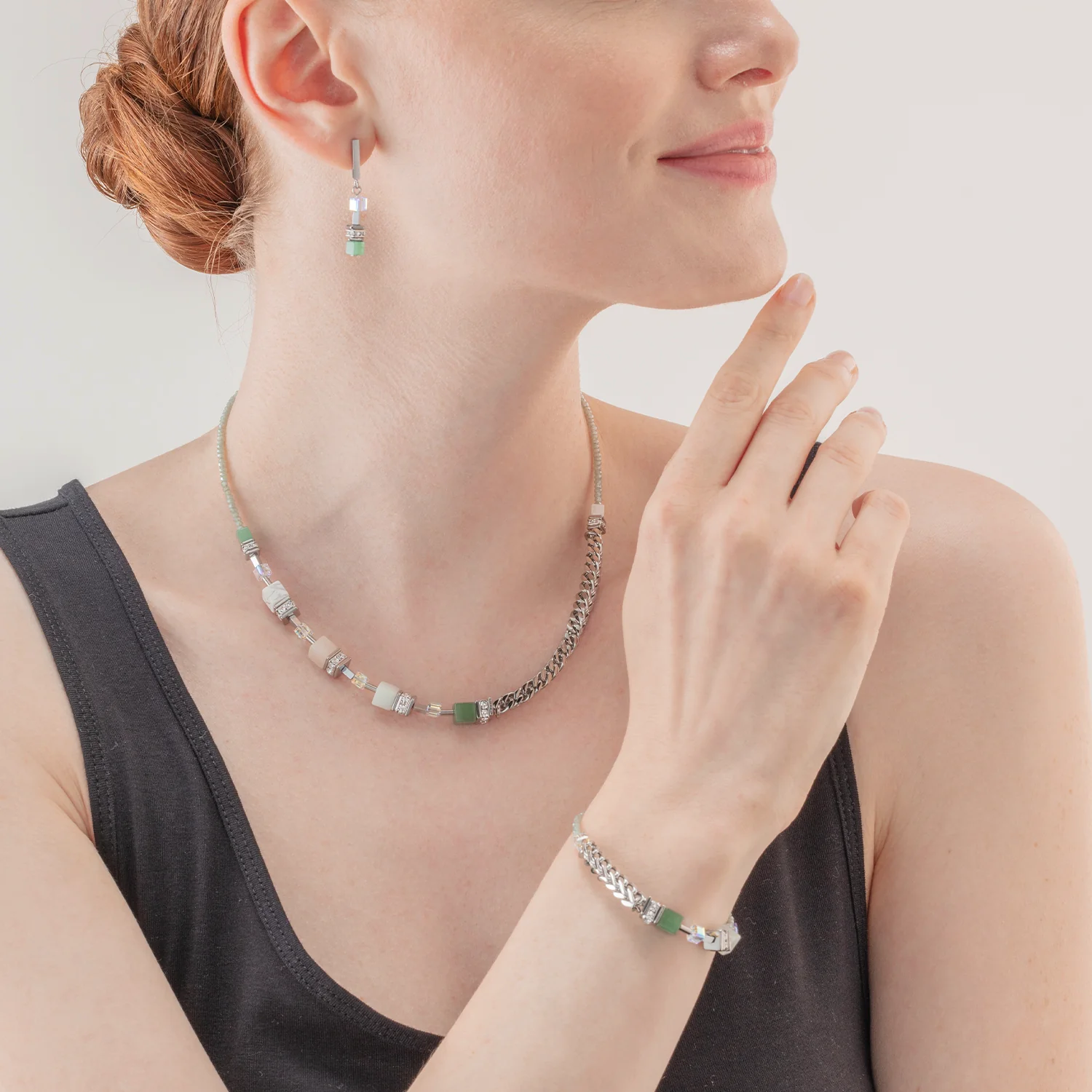 Collier GeoCUBE® Precious Fusion Chunky Chain vert clair - Image 4