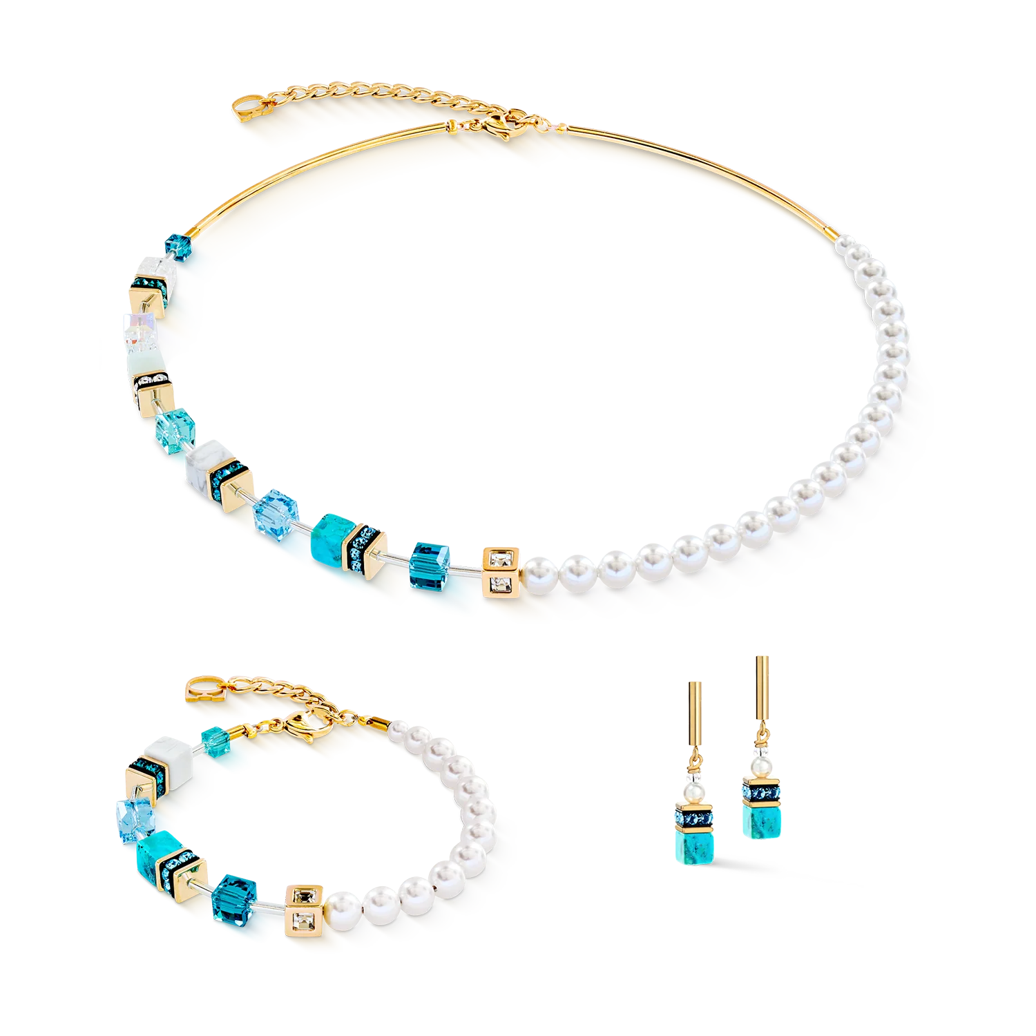 Collier GeoCUBE® Precious Fusion Pearls turquoise - Image 3