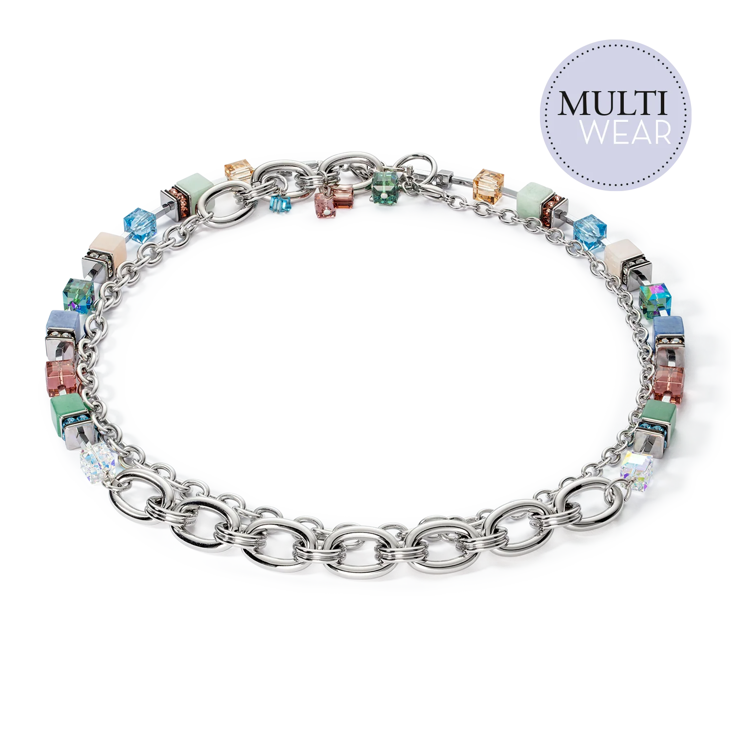 Collier GeoCUBE® Statement Precious Chunky Chain Multiwear 35 multicolore