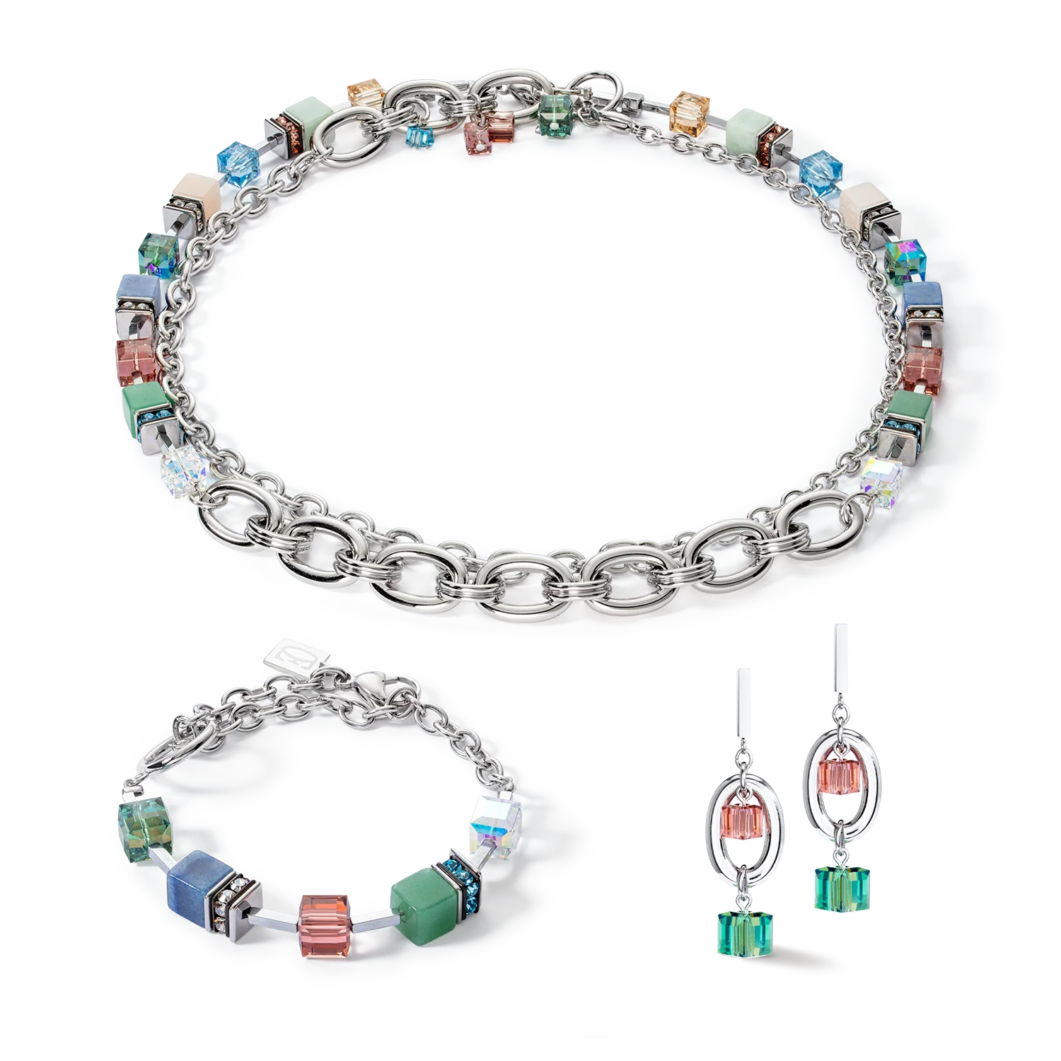 Collier GeoCUBE® Statement Precious Chunky Chain Multiwear 35 multicolore - Image 3
