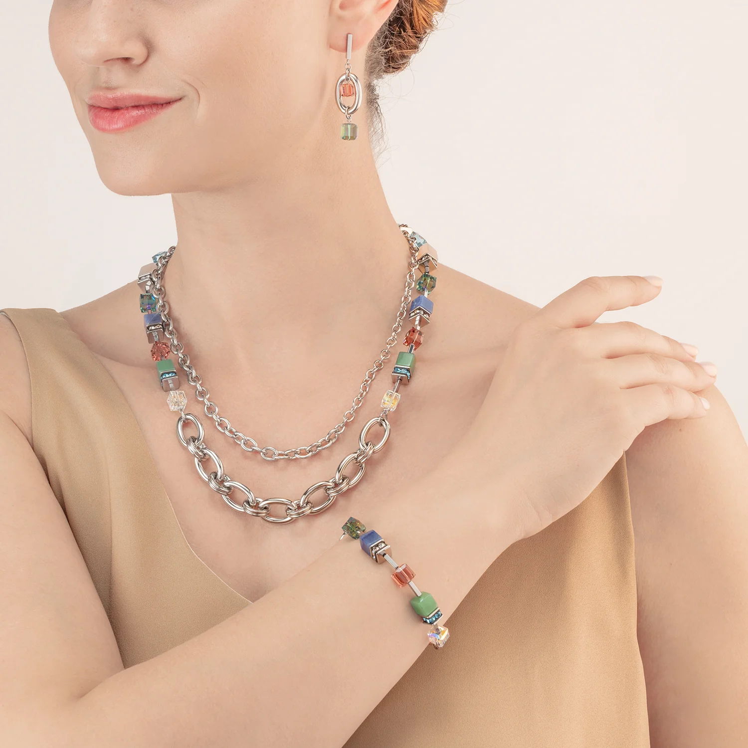 Collier GeoCUBE® Statement Precious Chunky Chain Multiwear 35 multicolore - Image 4