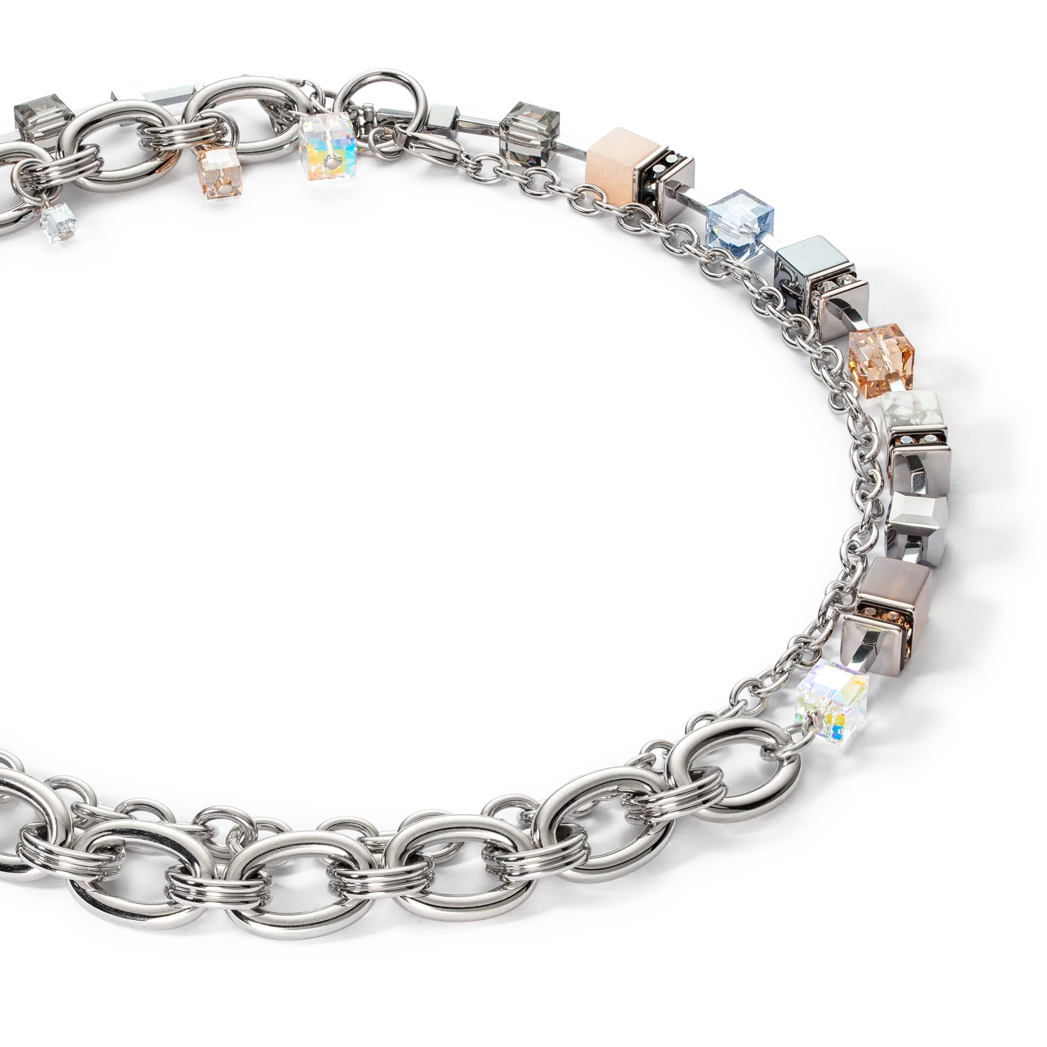 Collier GeoCUBE® Statement Precious Chunky Chain Multiwear gris-beige - Image 2