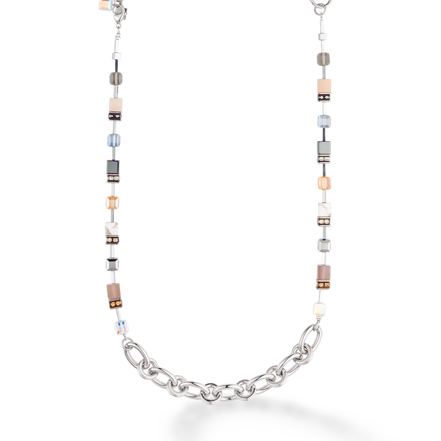 Collier GeoCUBE® Statement Precious Chunky Chain Multiwear gris-beige - Image 5