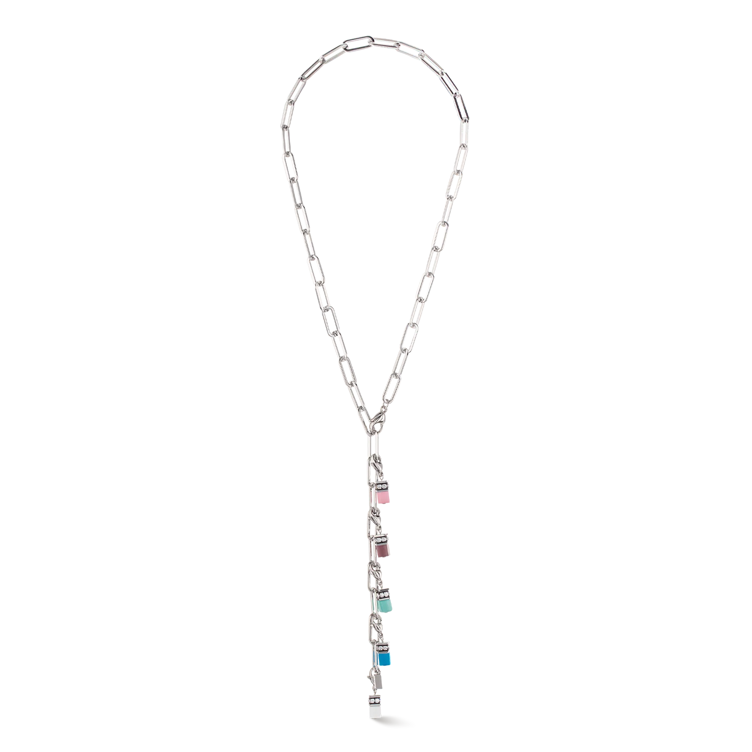 Collier Happy Iconic Cube Charms argent pastel