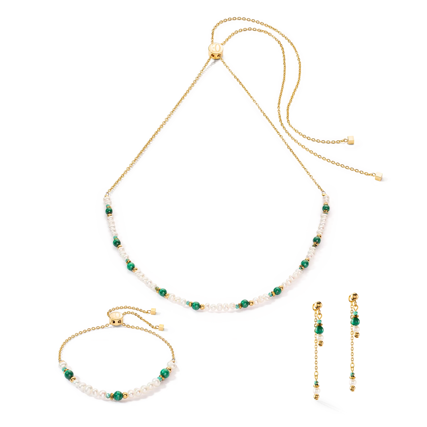Collier Harmony Perles d'eau douce et malachite or - Image 3