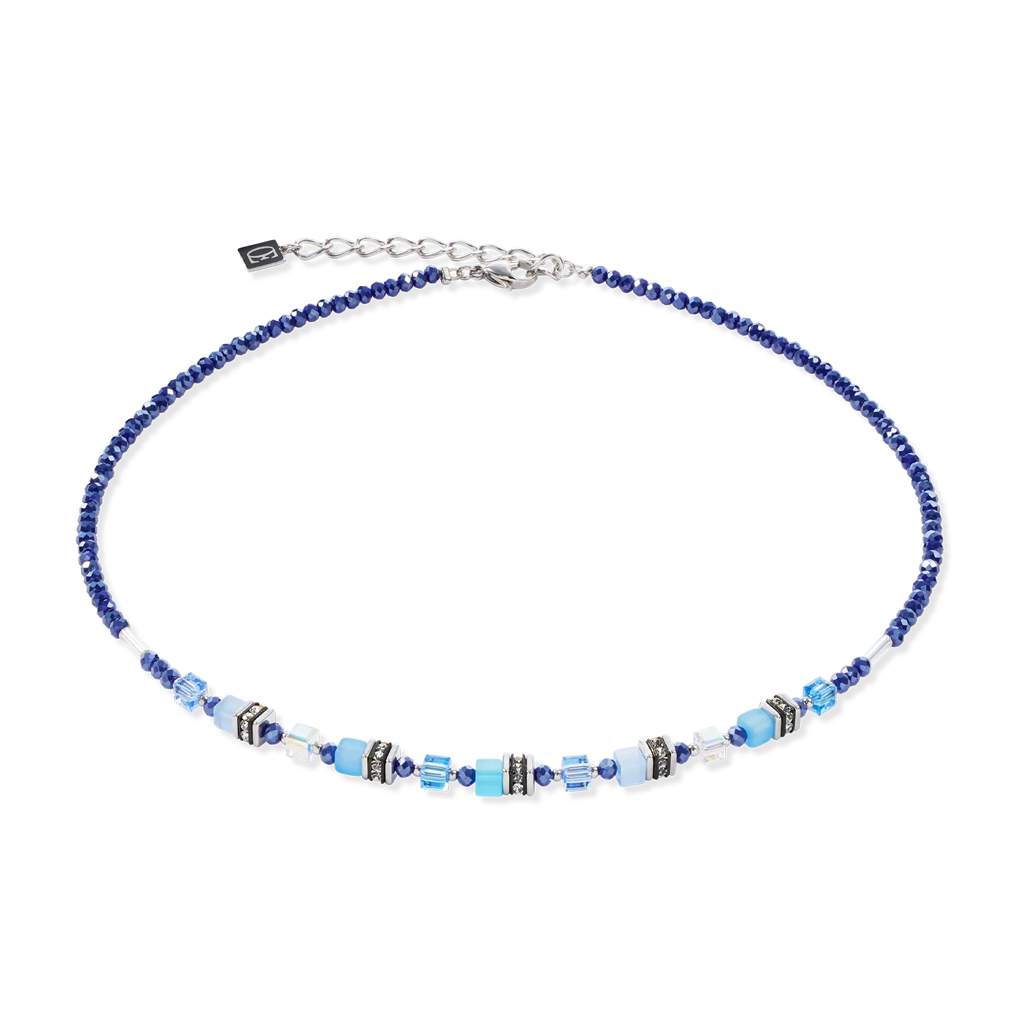 Collier Mini Cubes bleu