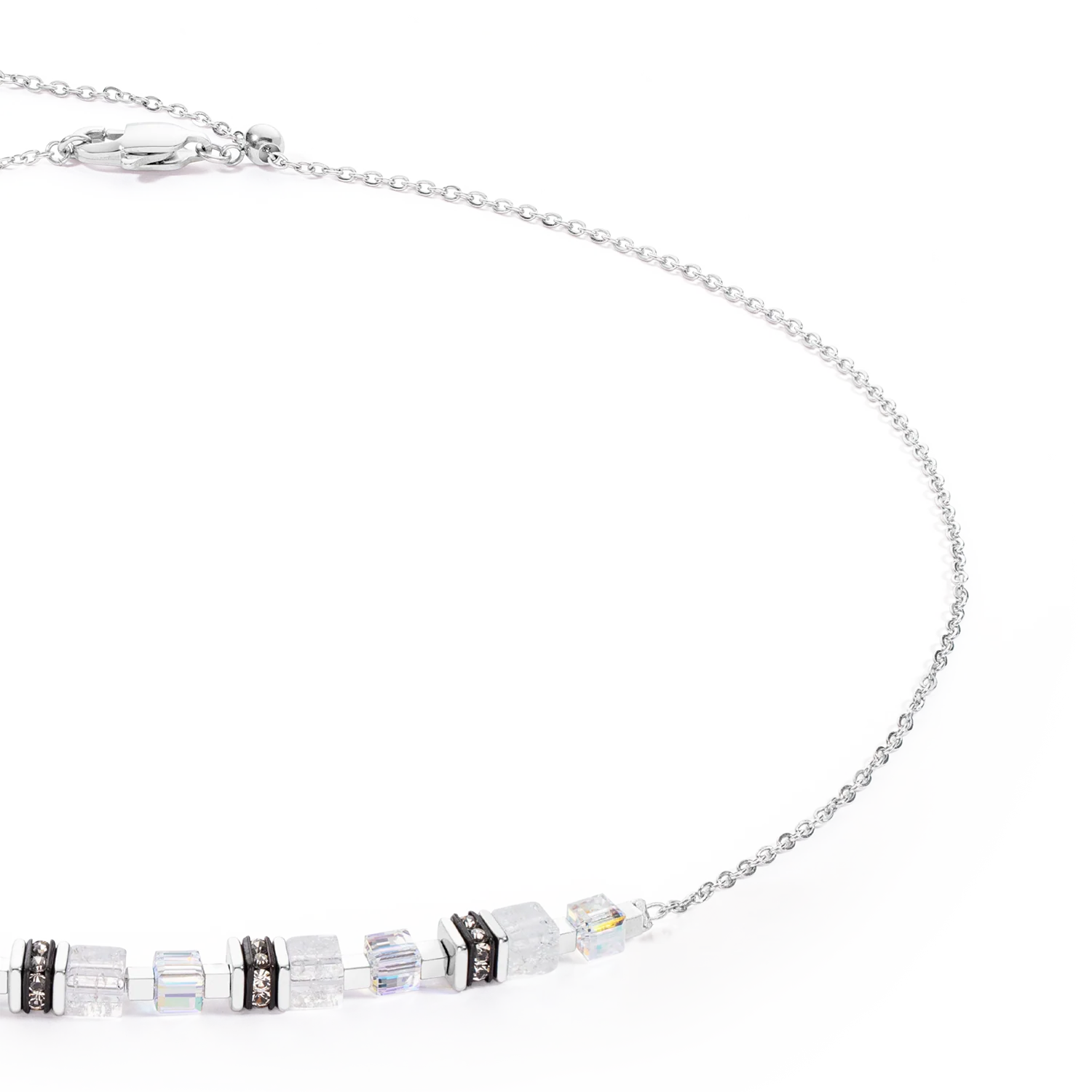 Collier Mini Cubes & Chain argent-blanc - Image 2