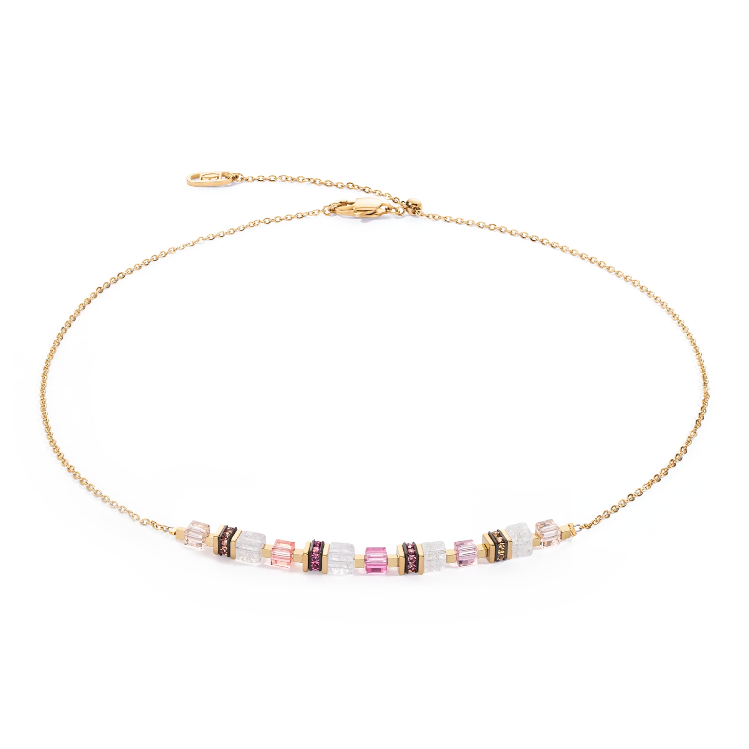 Collier Mini Cubes & Chain or-rose
