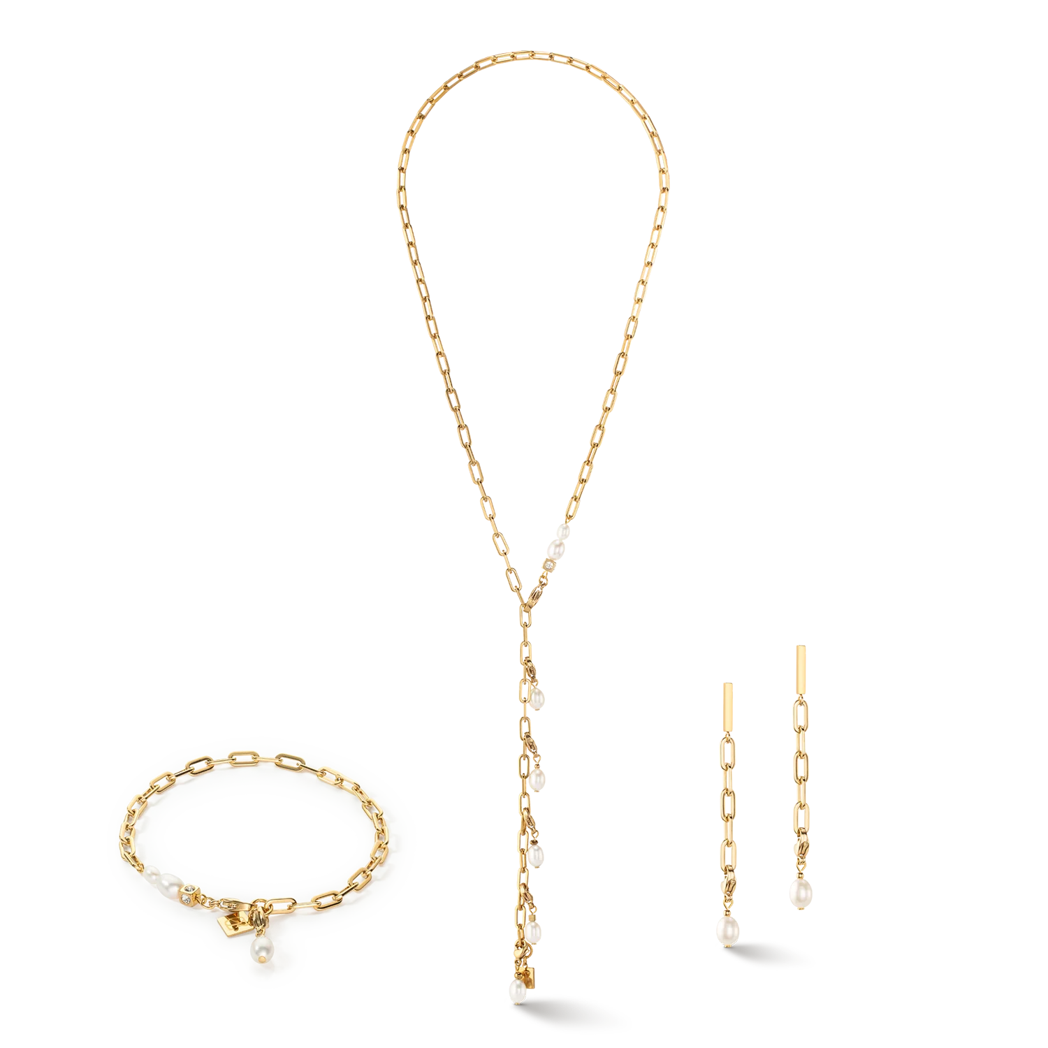 Collier Modern Chain et perles d'eau douce Charms or - Image 3