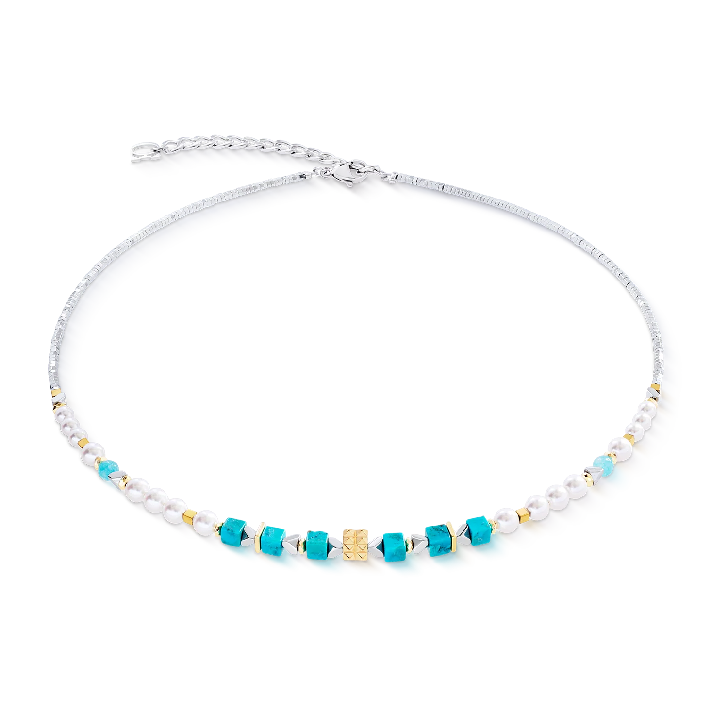 Collier Modern Elegance Spikes or-turquoise