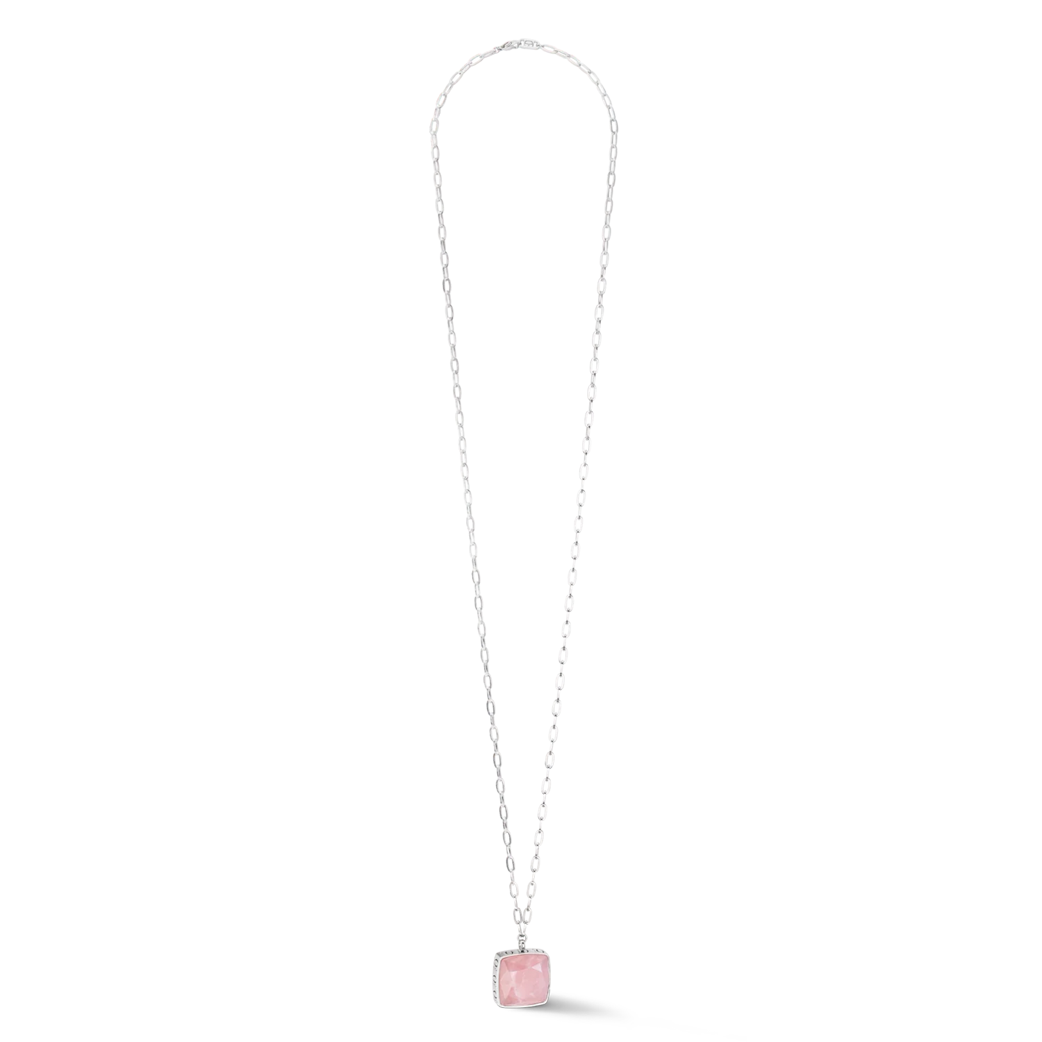 Collier OE Amulette Square Quartz argent-rose