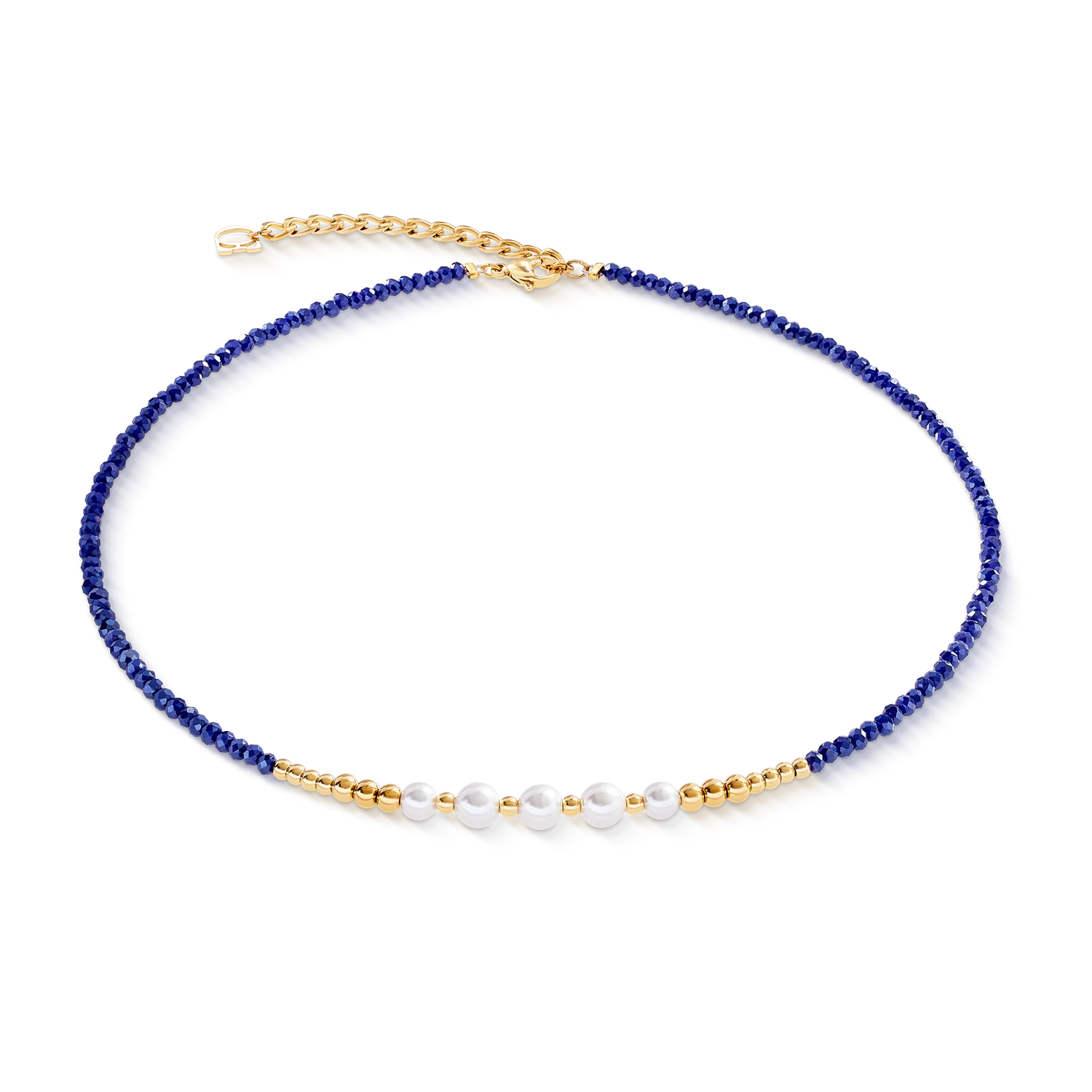 Collier Pearl Line or-bleu