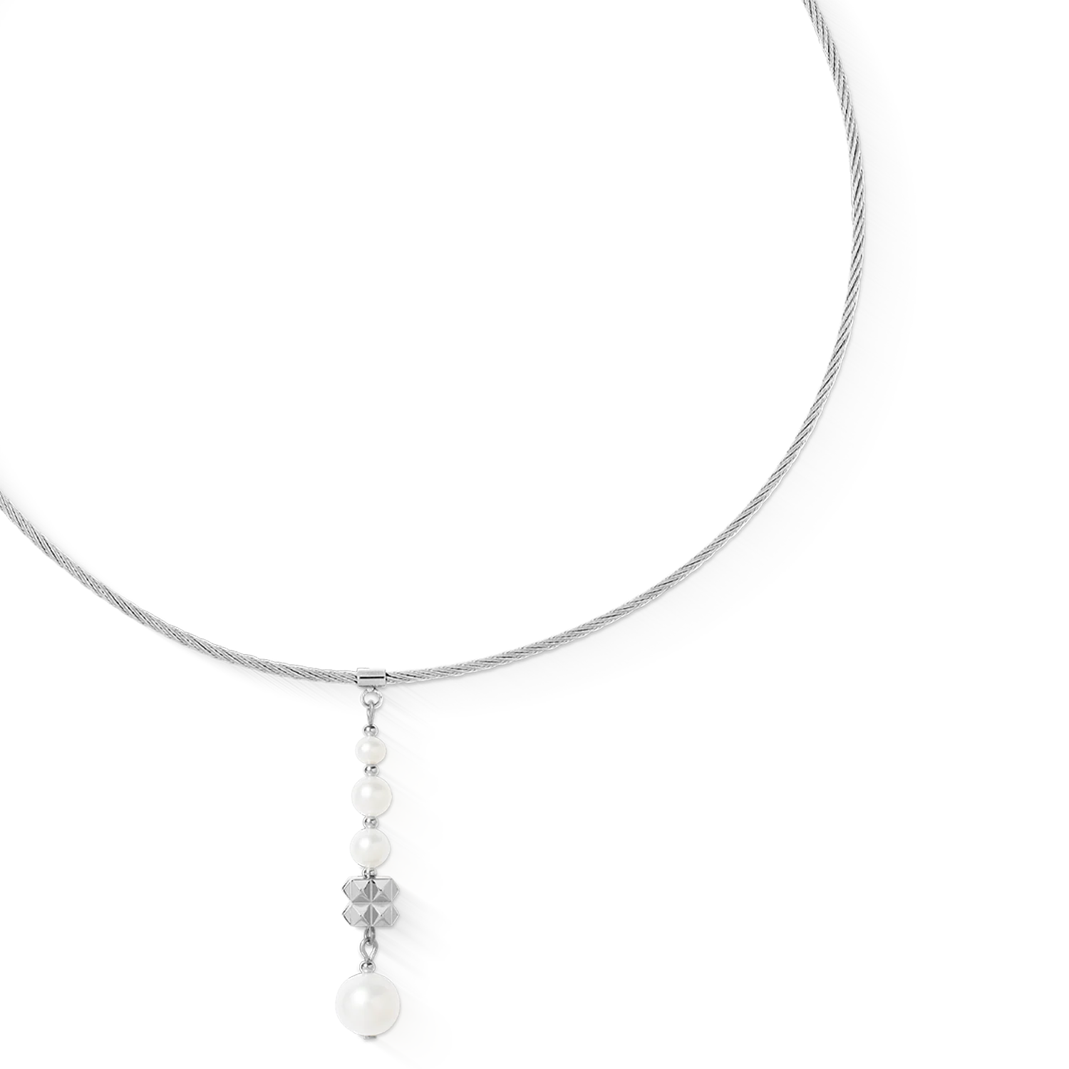 Collier Pearl & Spikes Drop argent - Image 2