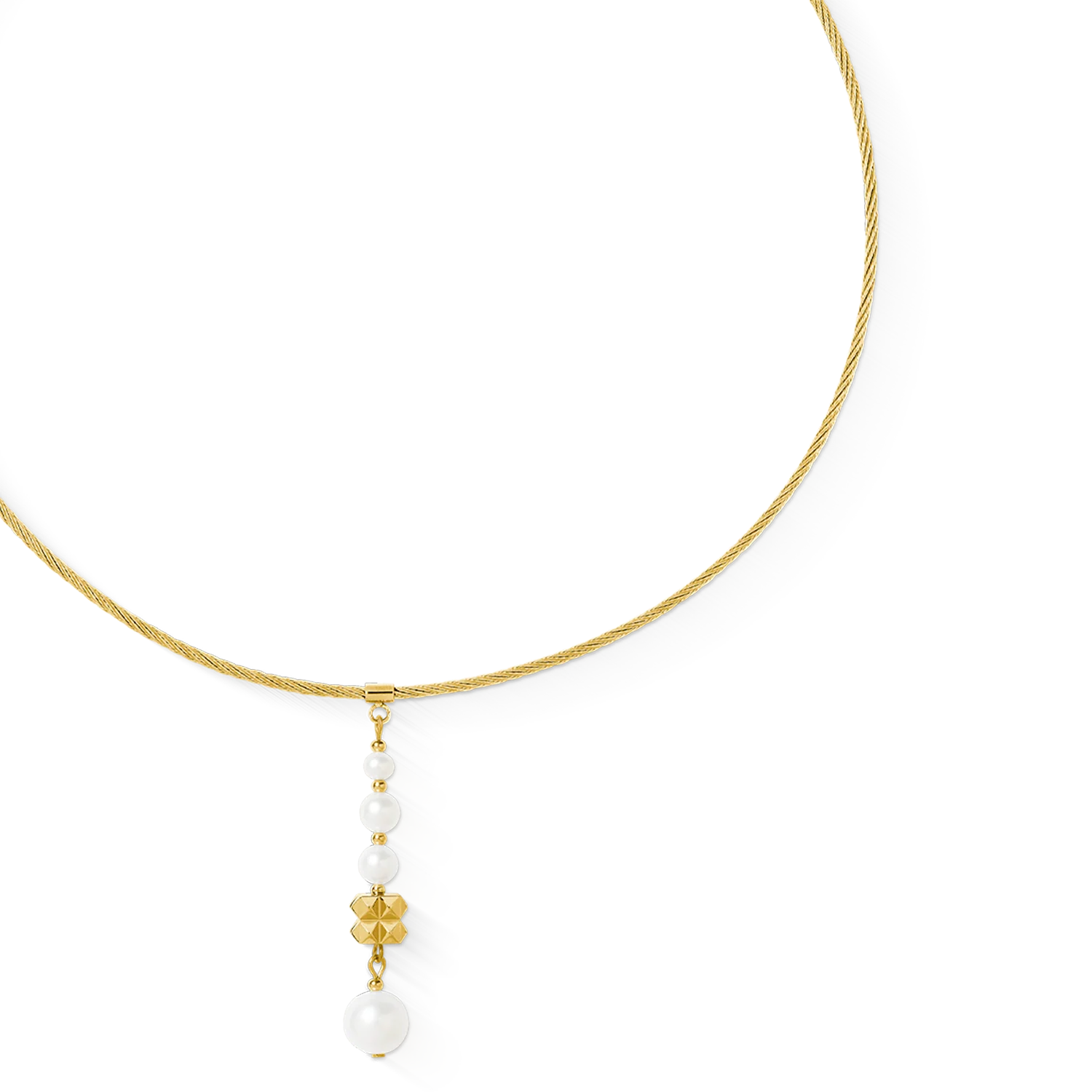 Collier Pearl & Spikes Drop or - Image 2