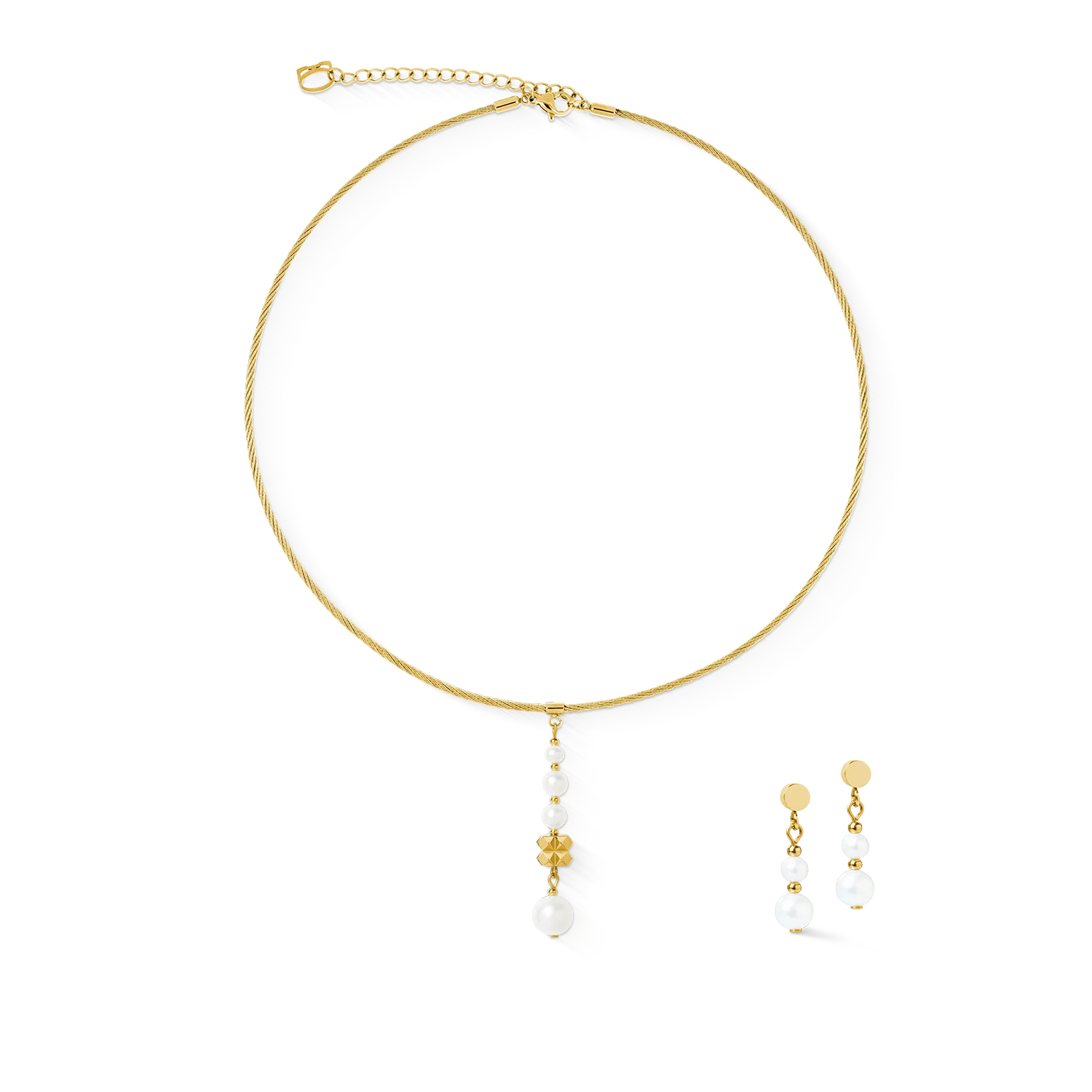Collier Pearl & Spikes Drop or - Image 3