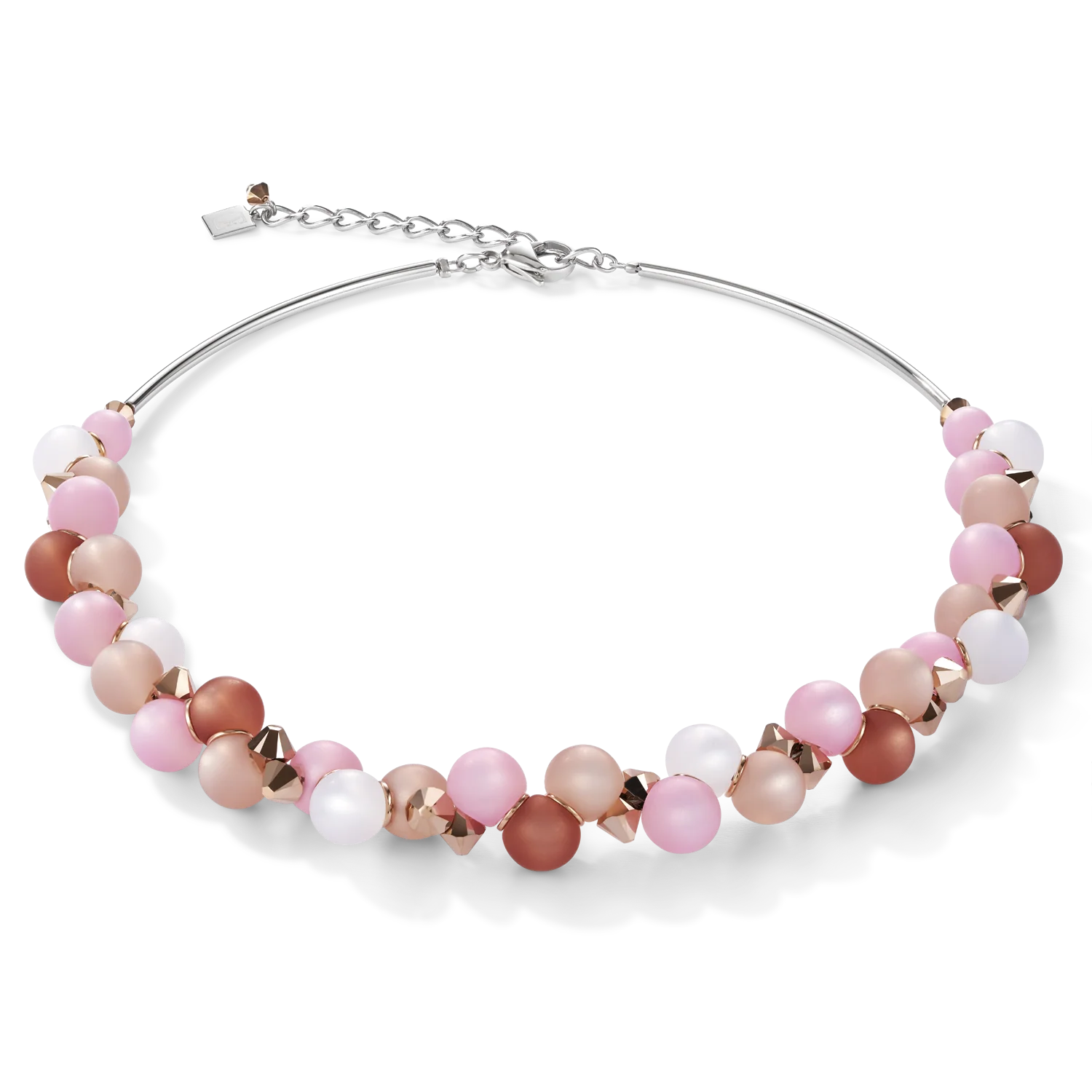 Collier Polaris, Cristaux & acier inoxydable rose-beige