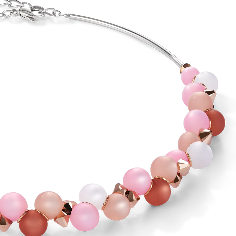 Collier Polaris, Cristaux & acier inoxydable rose-beige - Image 2