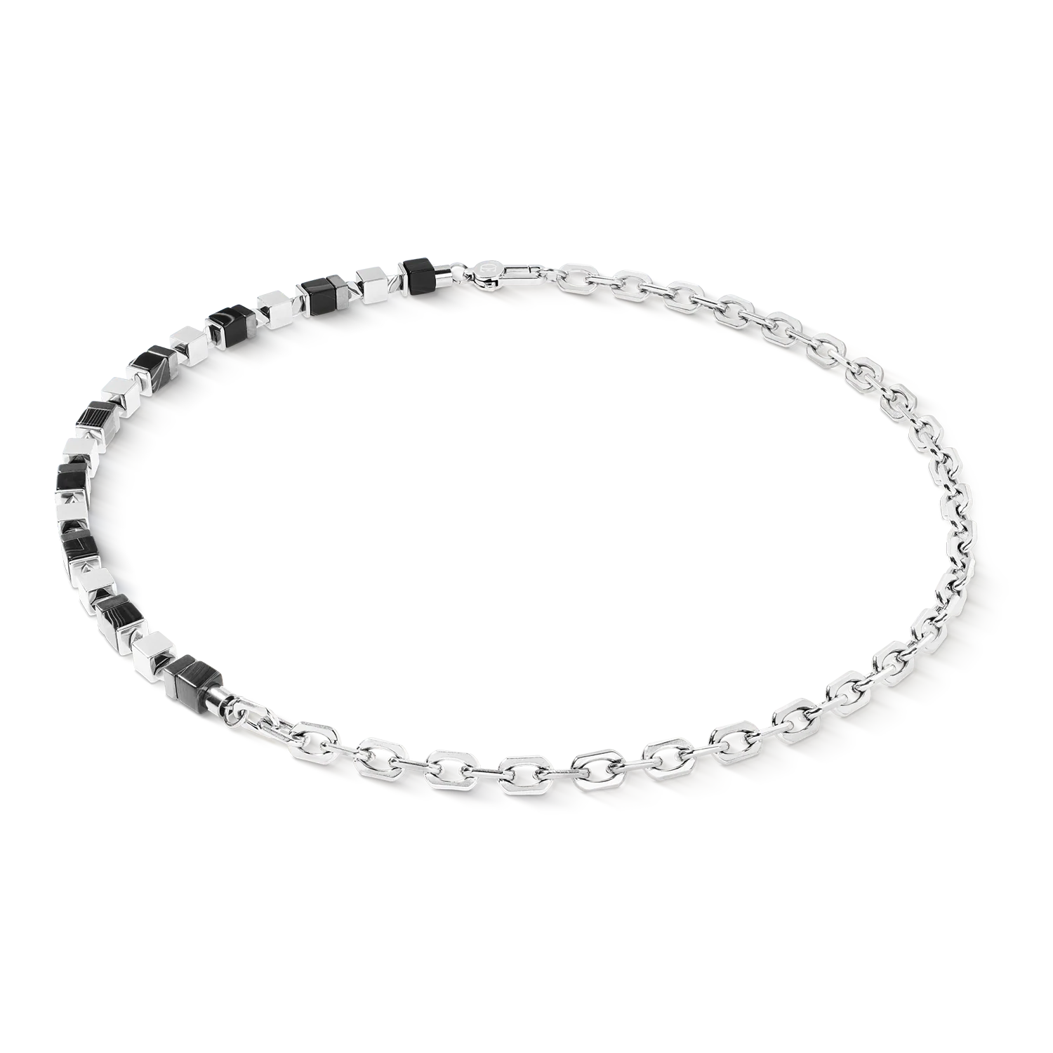 Collier Precious Cubes Chain noir-argent